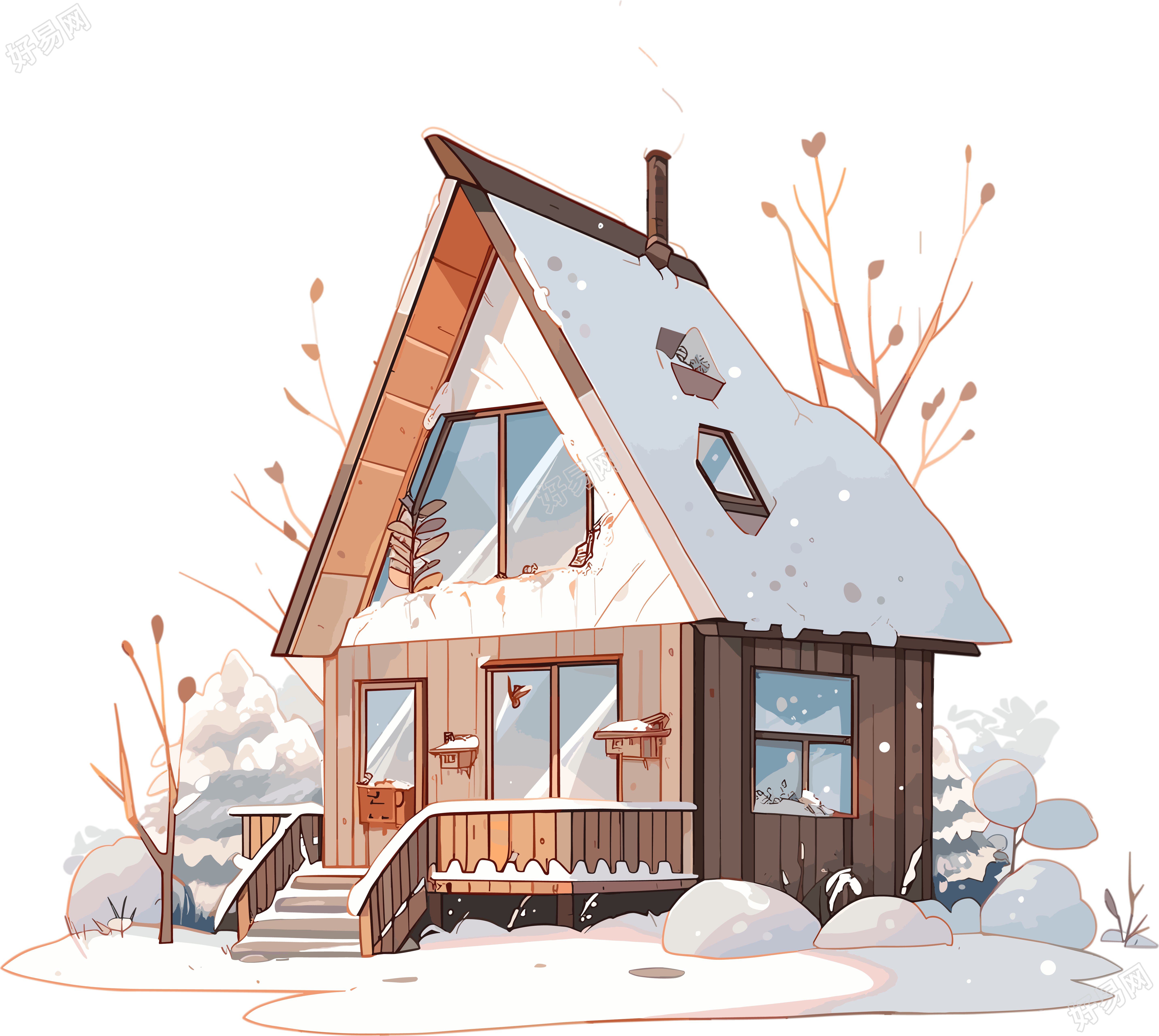 雪地小屋商业设计素材