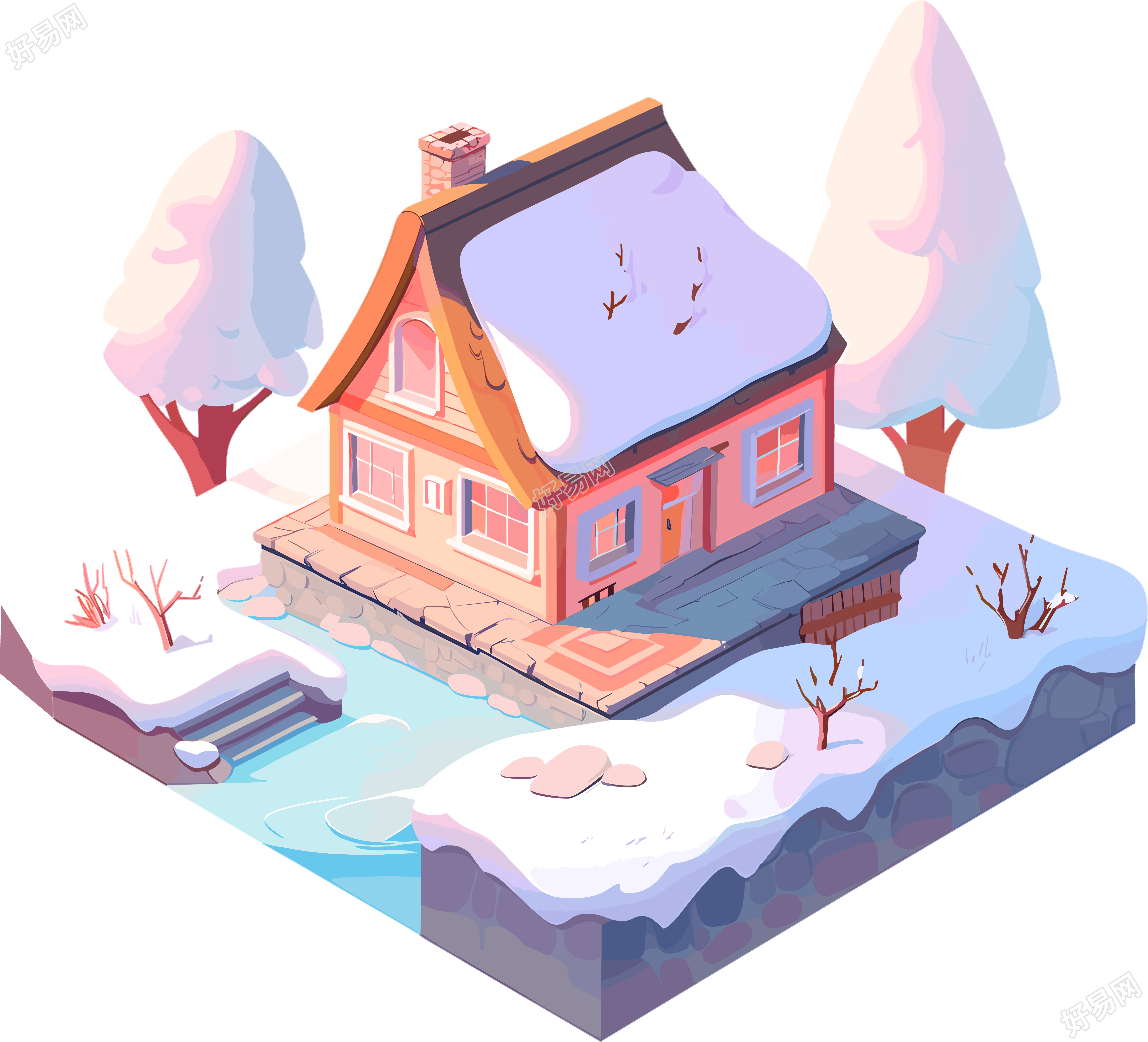 雪地小屋创意设计元素