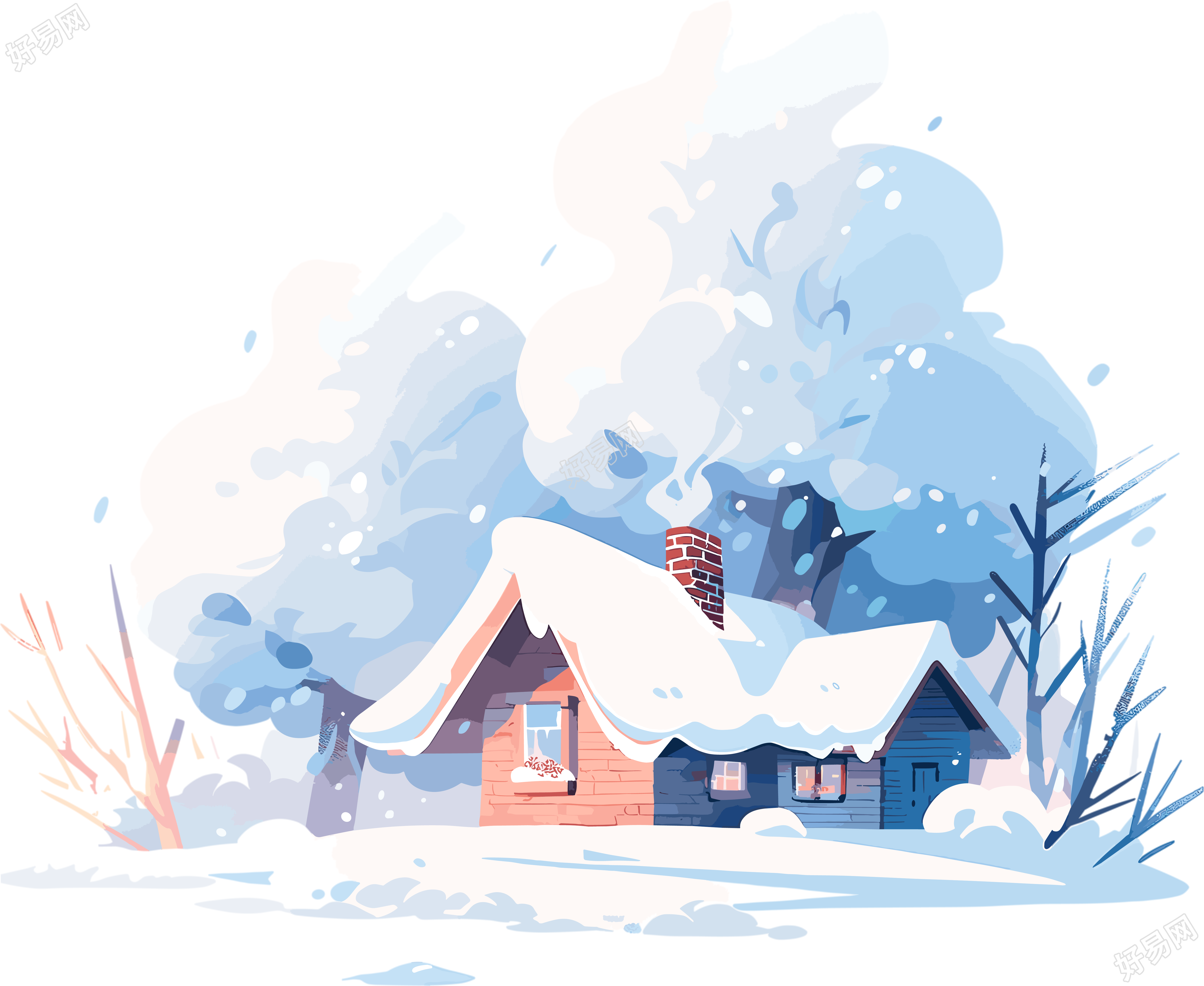 雪地小屋创意设计元素
