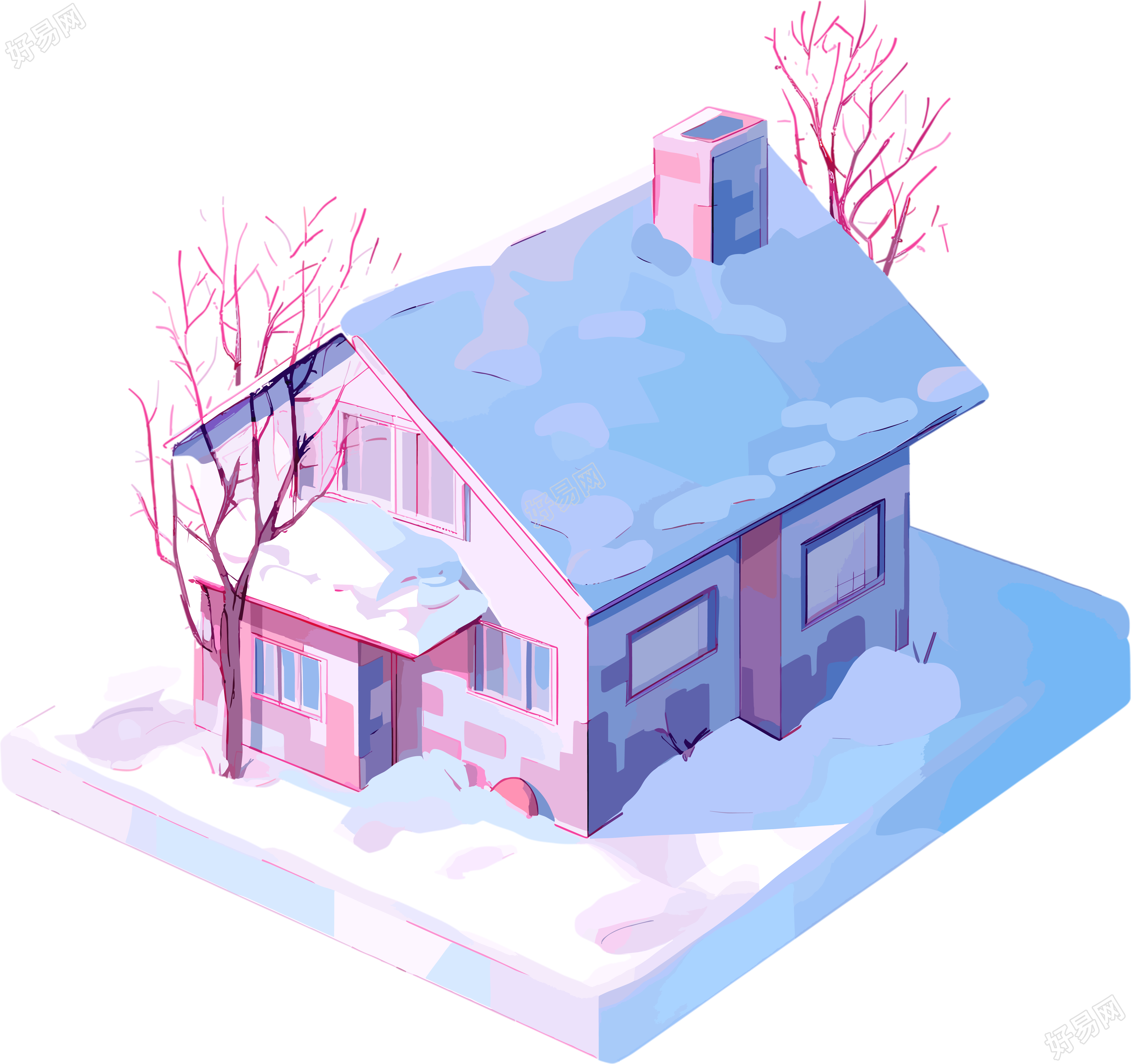 雪地小屋创意设计元素