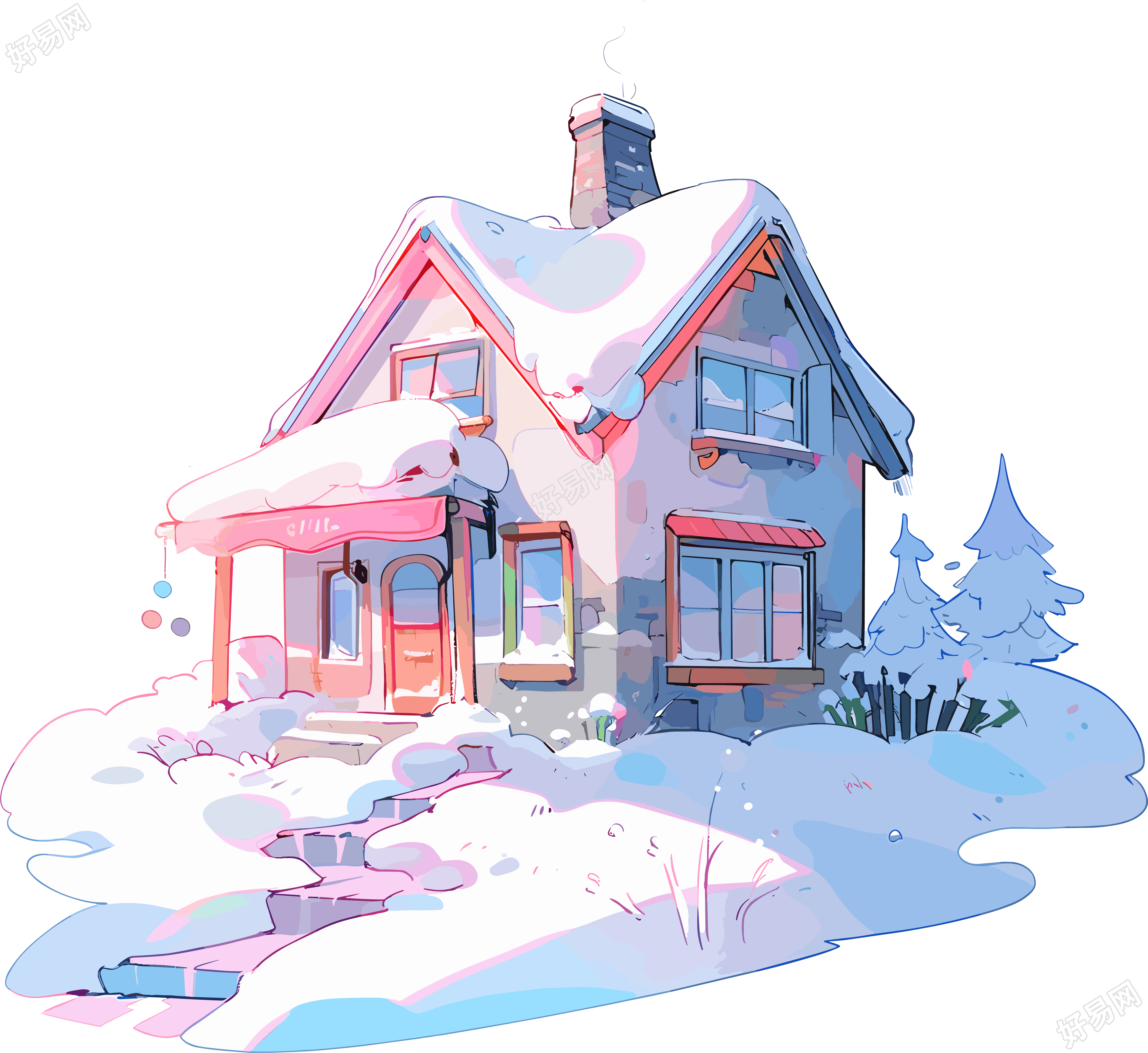 雪地小屋商用图形素材