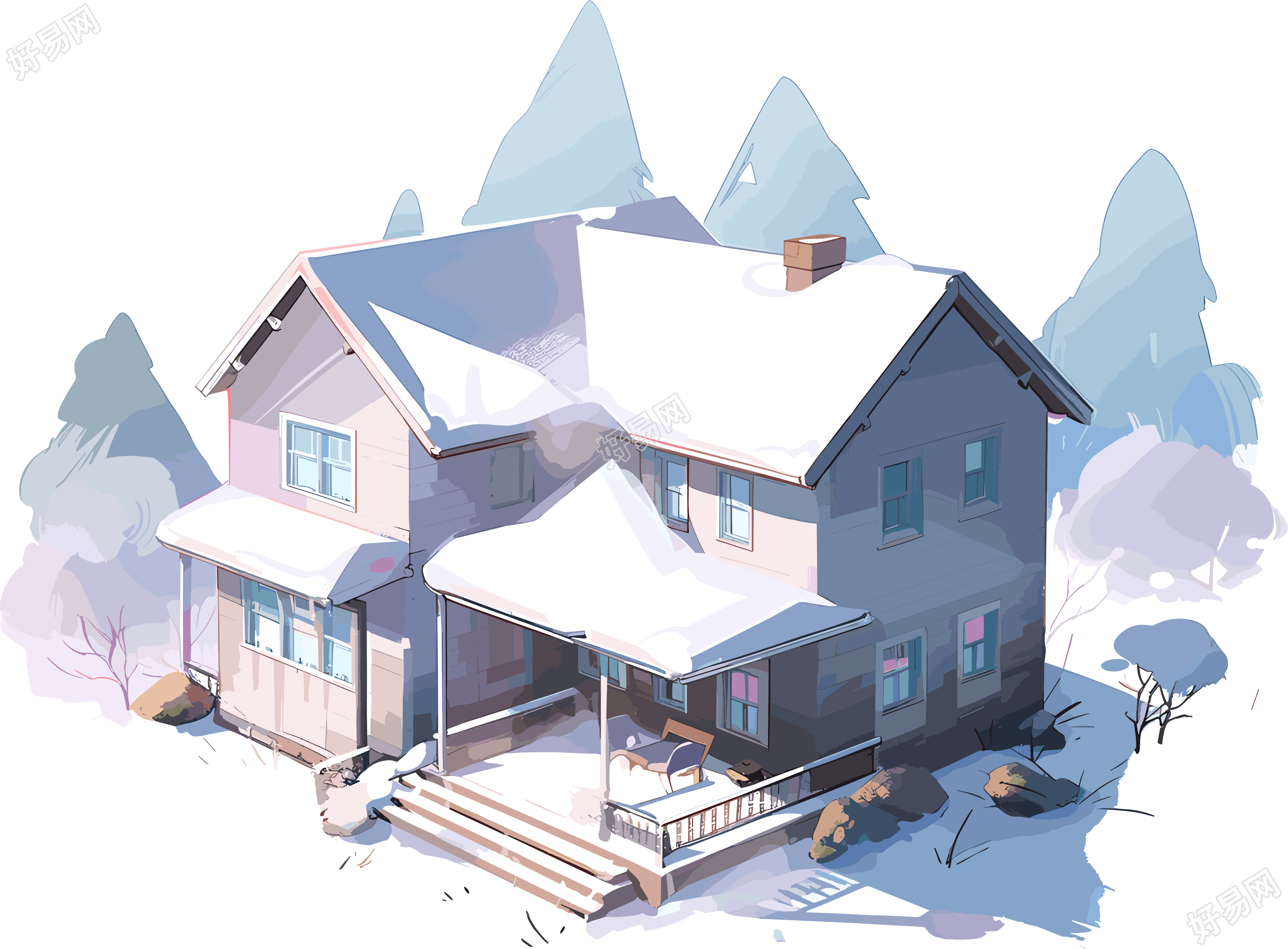 雪地小屋商用图形设计素材