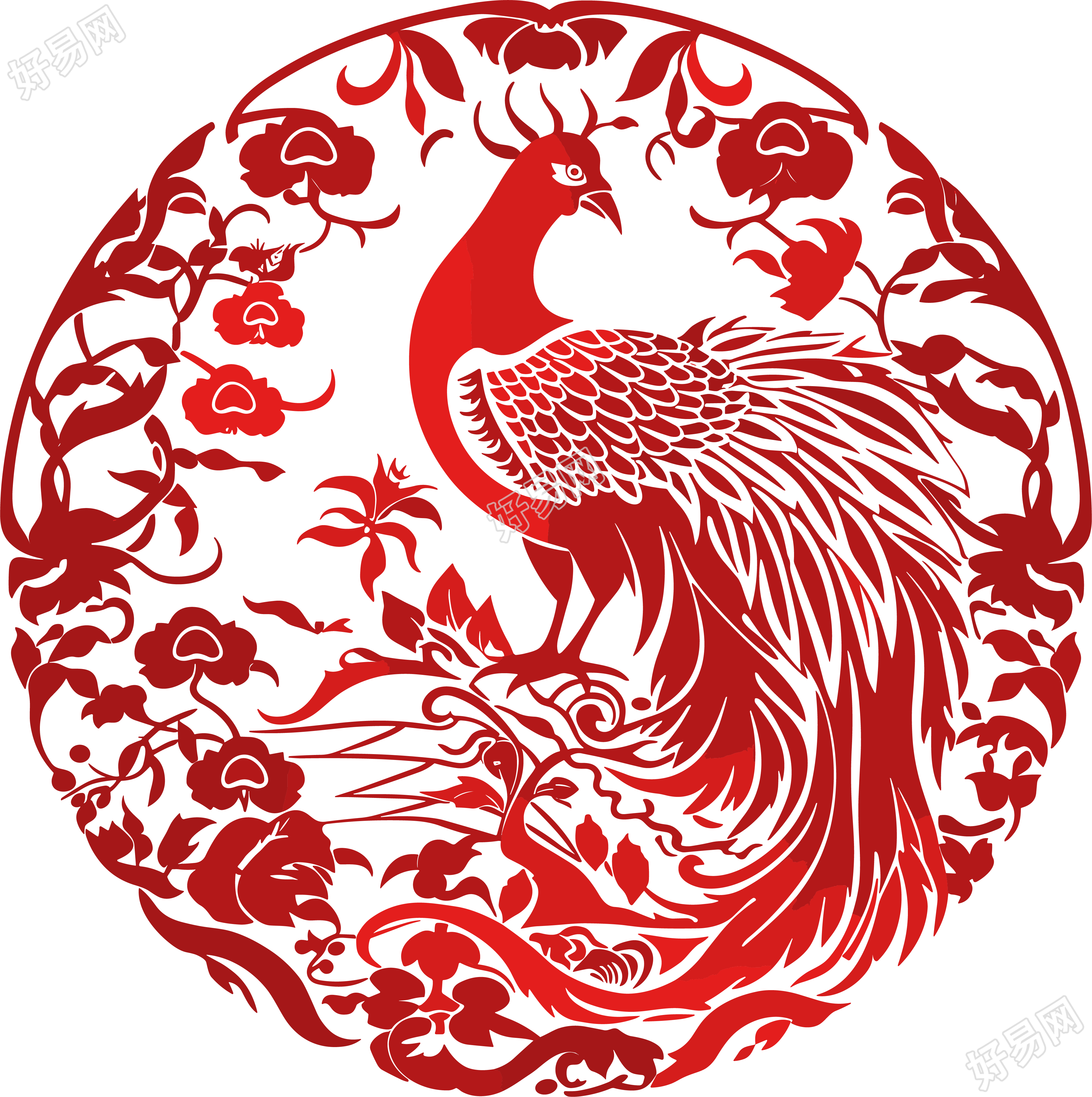 窗花剪纸凤凰插图