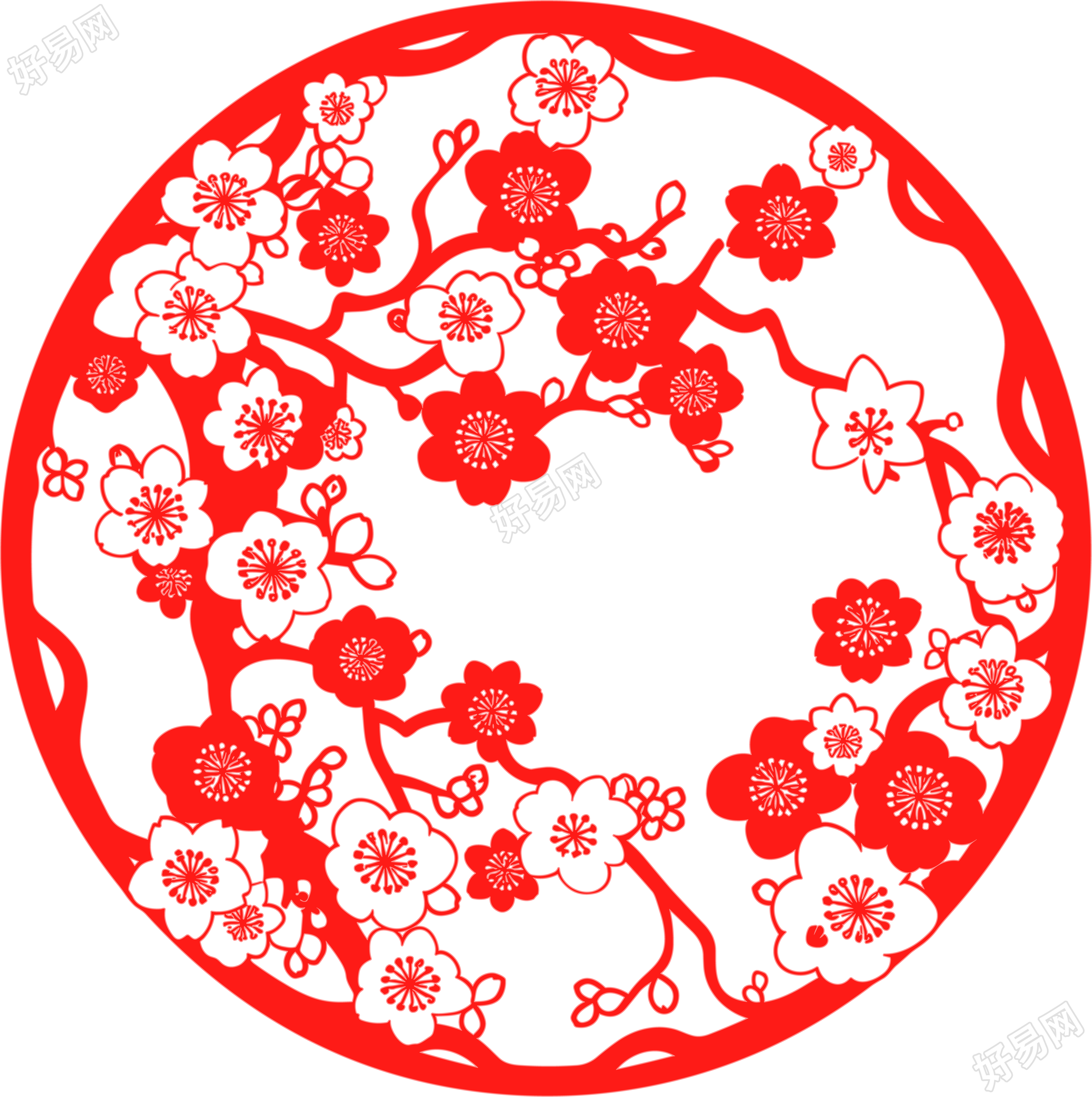 窗花剪纸梅花图案素材