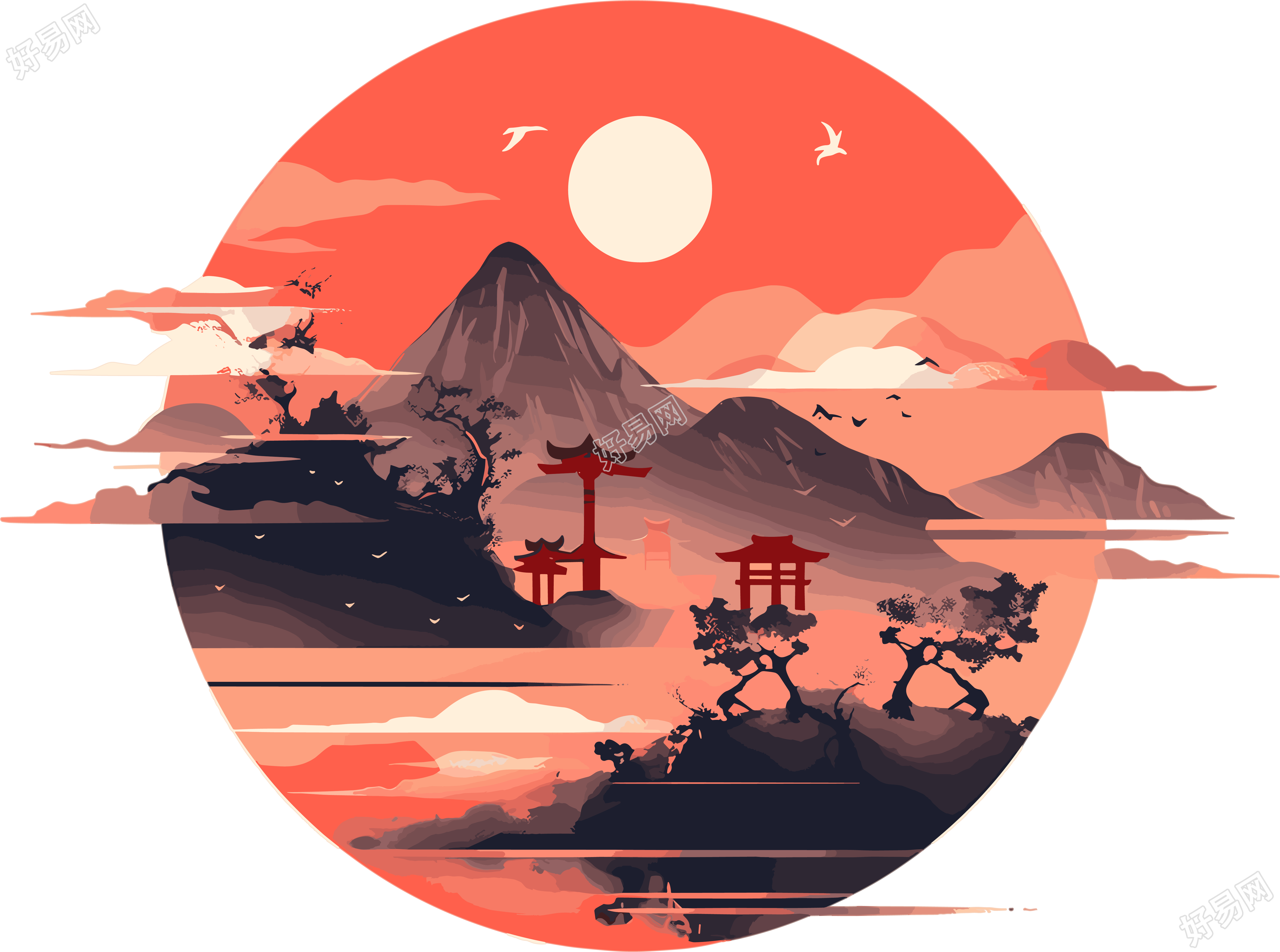 旅游风景透明背景插图