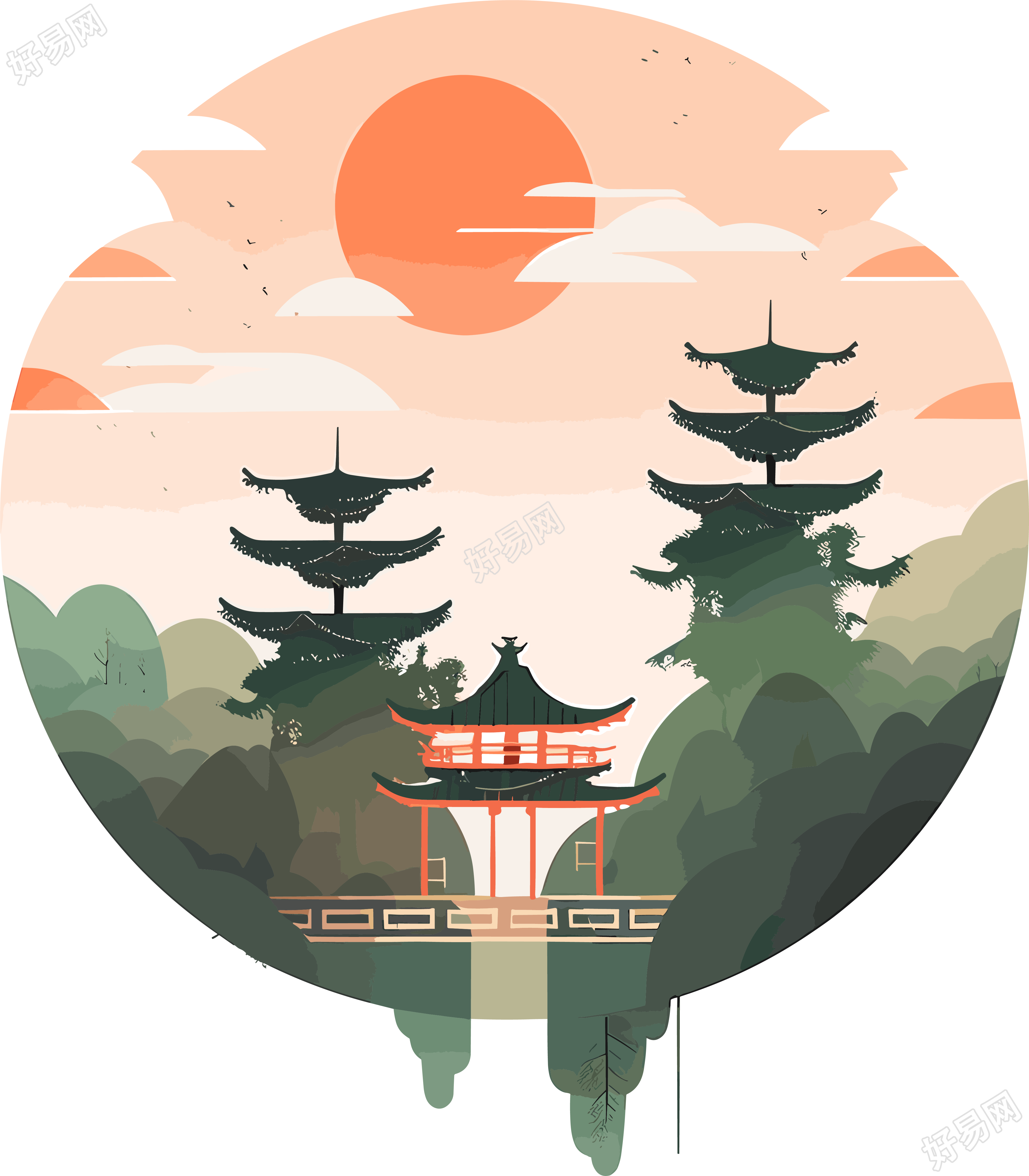 旅游风景景点创意元素
