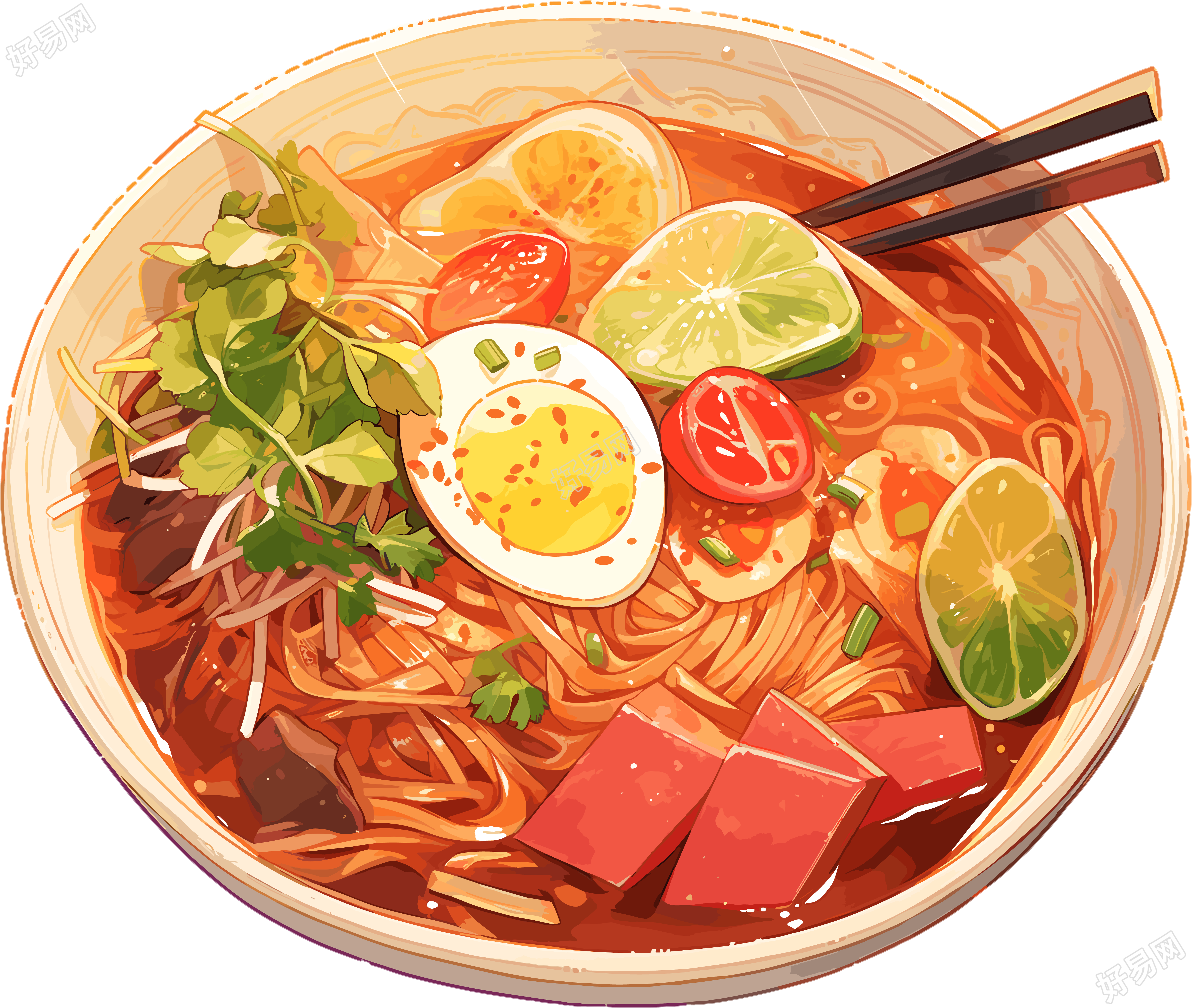 泰式汤面彩色作品素材