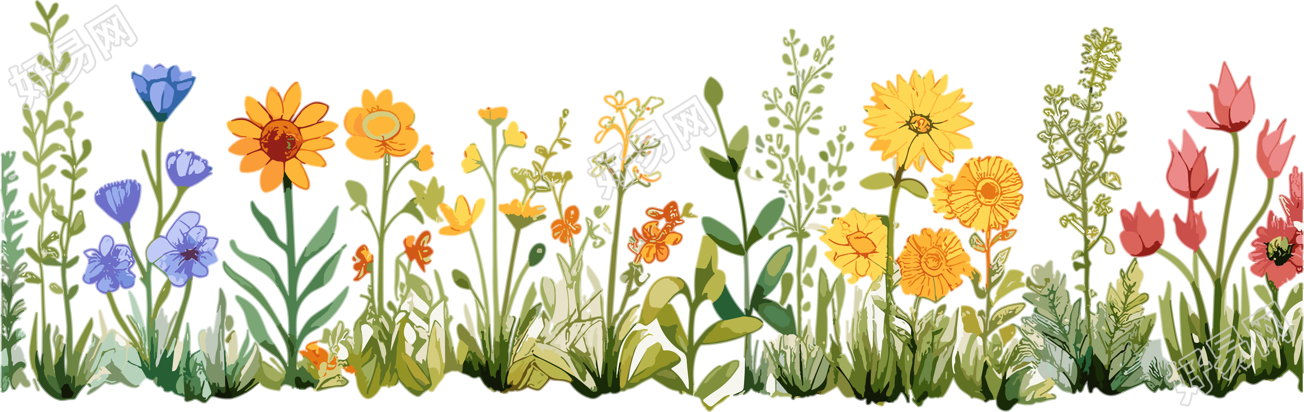 植物花边卡通插画图案素材