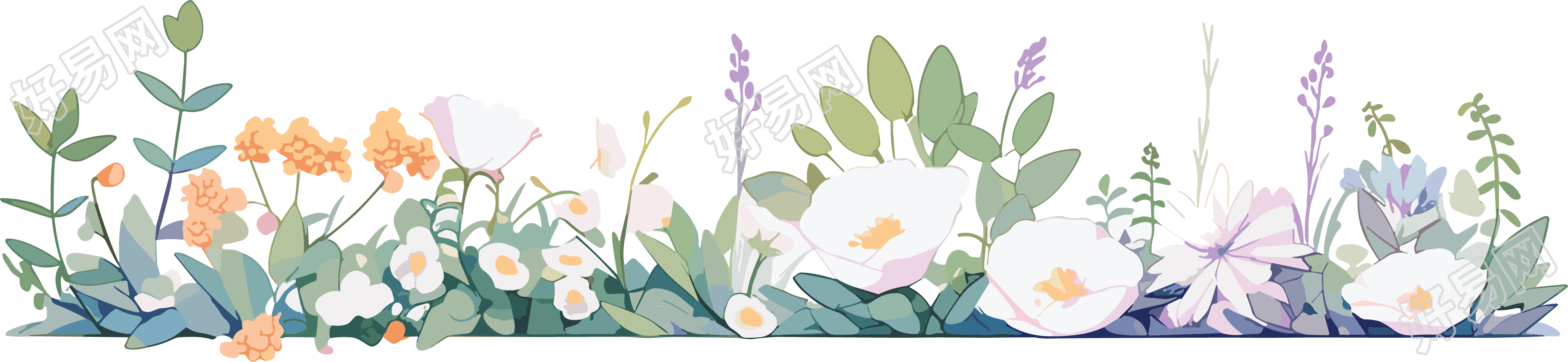 植物花边卡通插图
