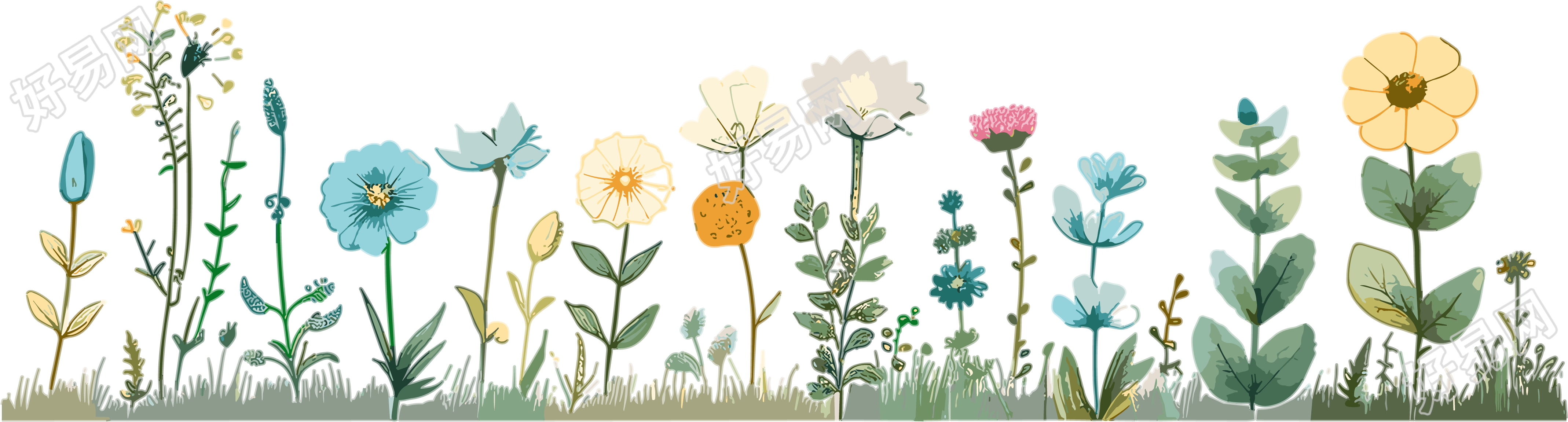 植物花边简单花卉设计元素
