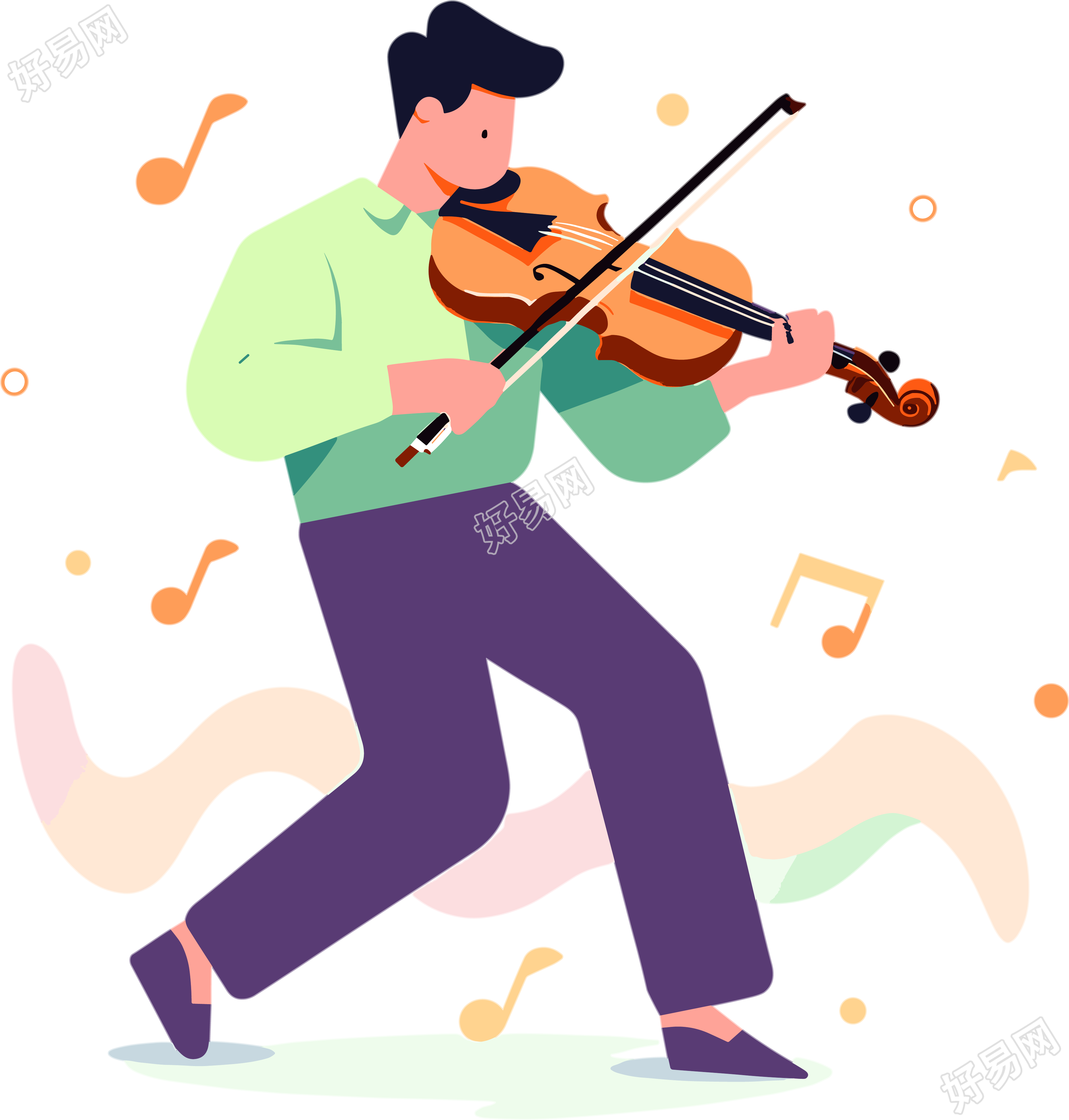 拉小提琴的男生音乐插图