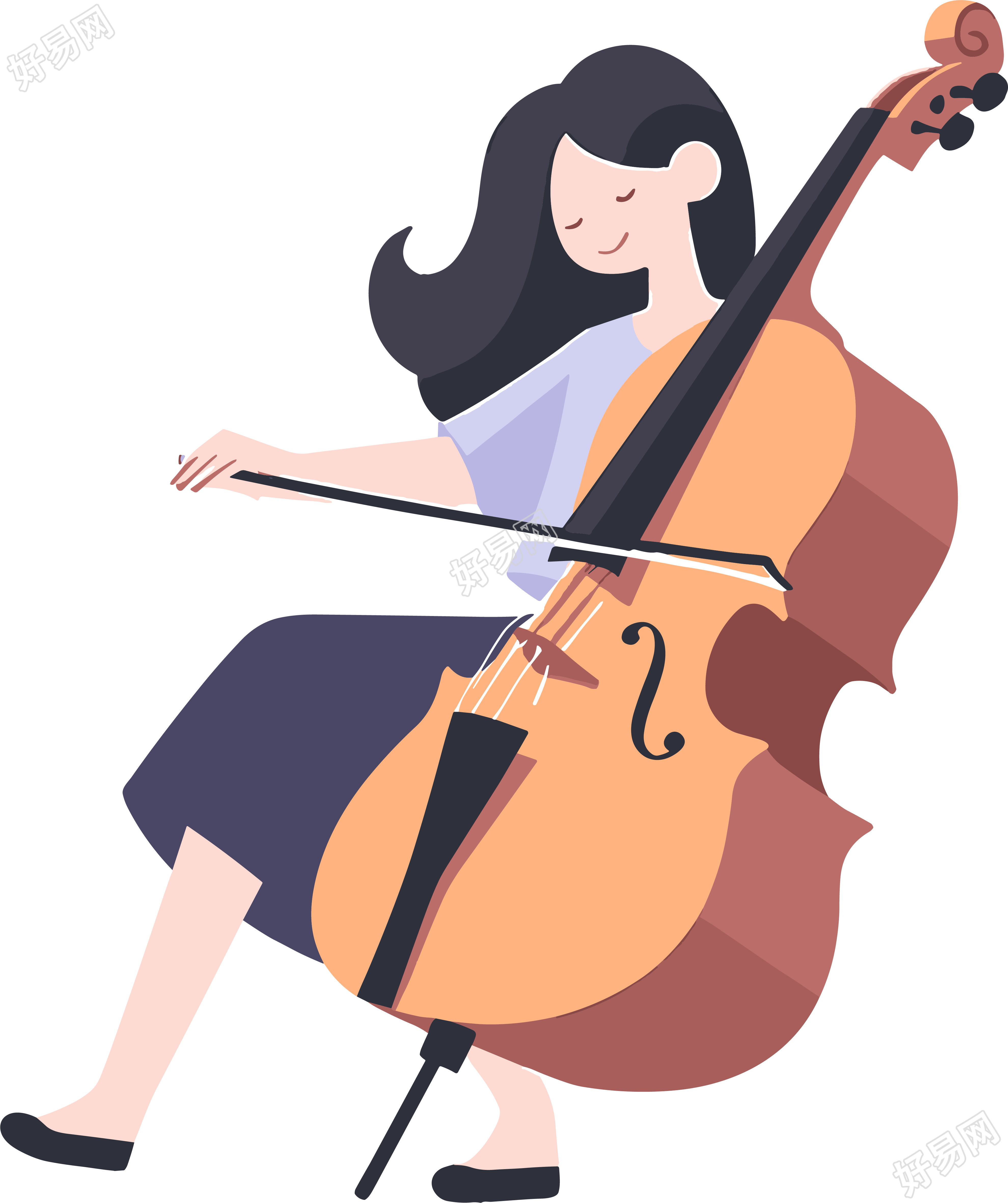 大提琴演奏插画设计素材