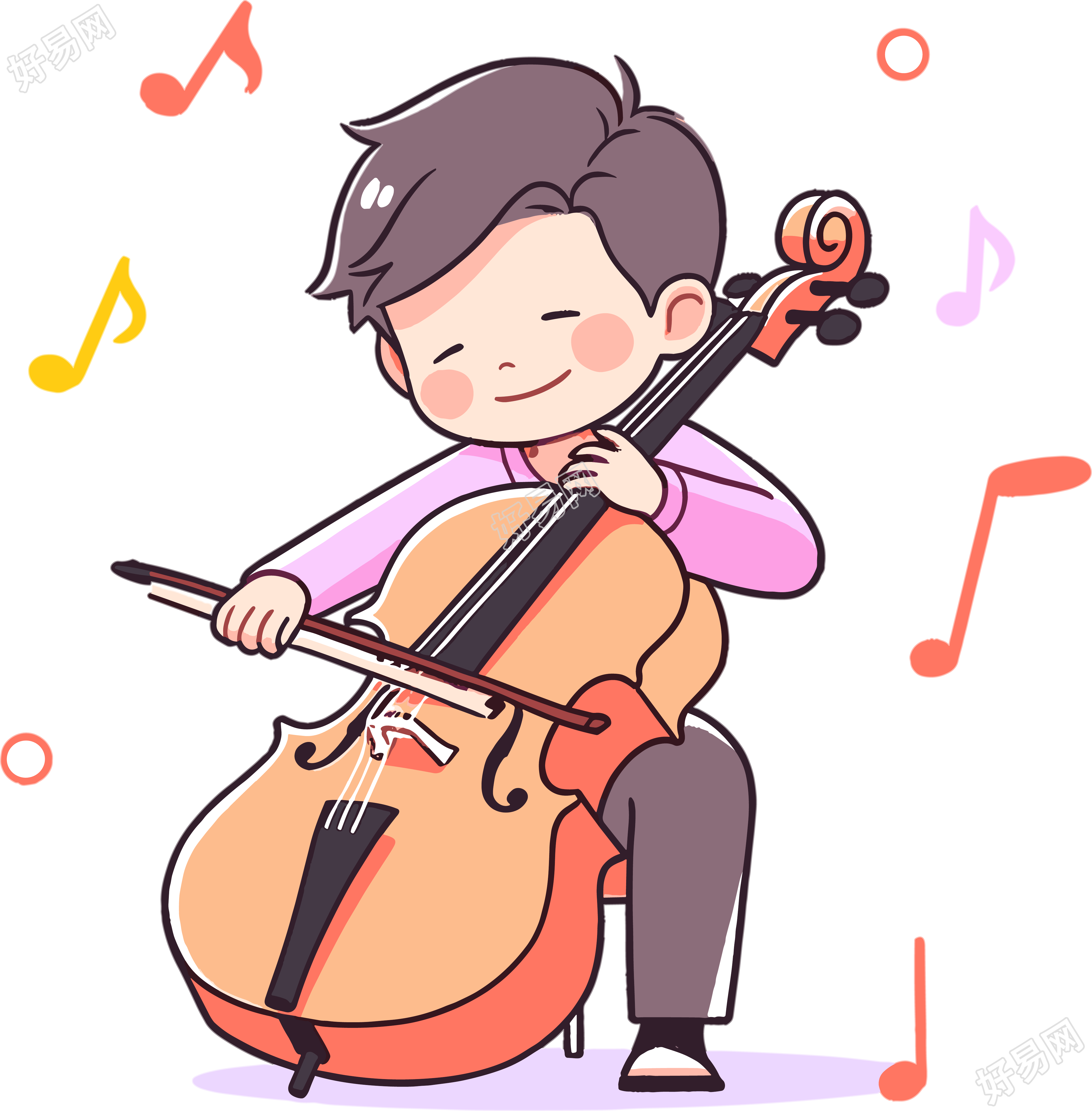 大提琴演奏素材设计插画