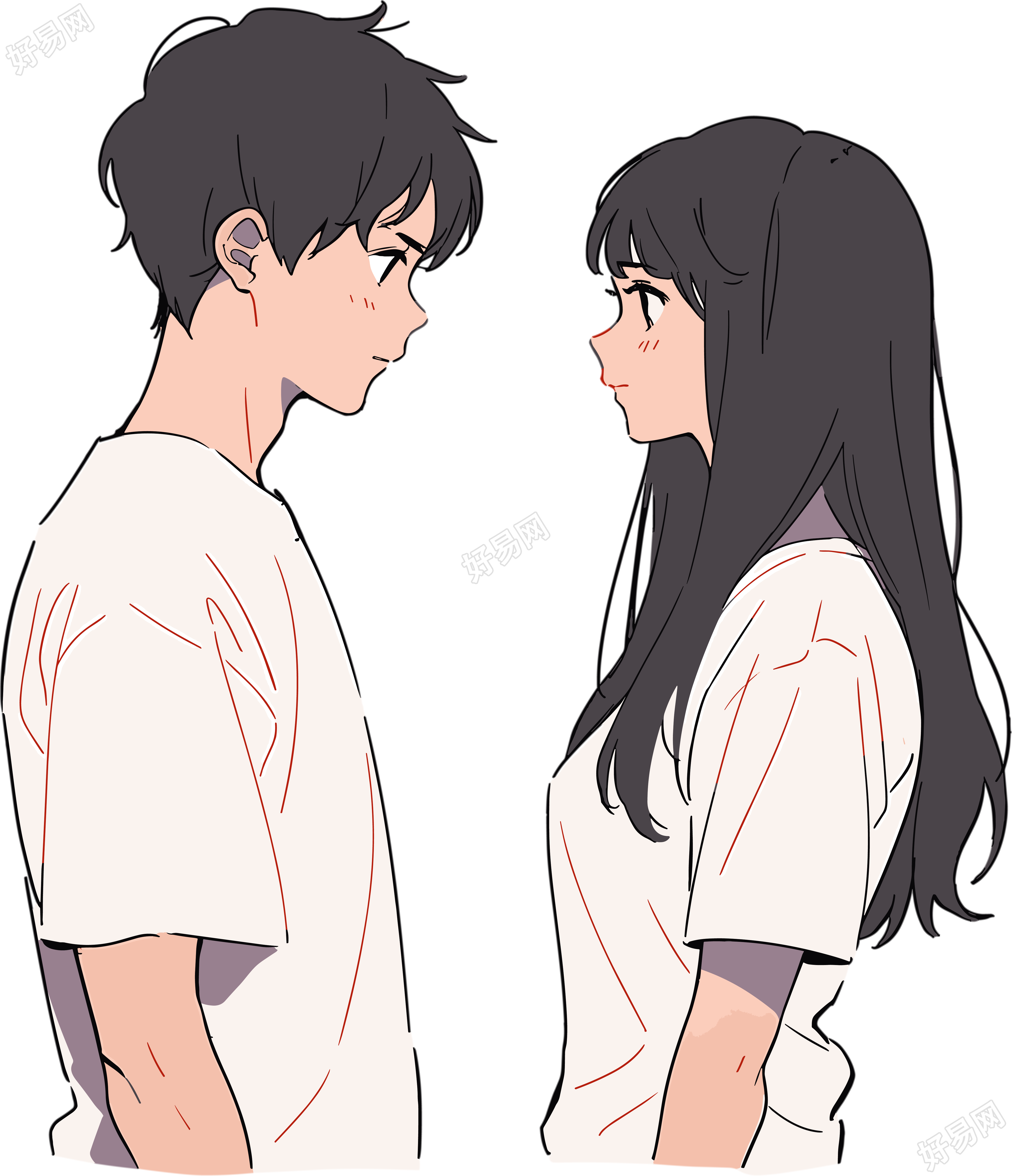 情侣透明背景插画