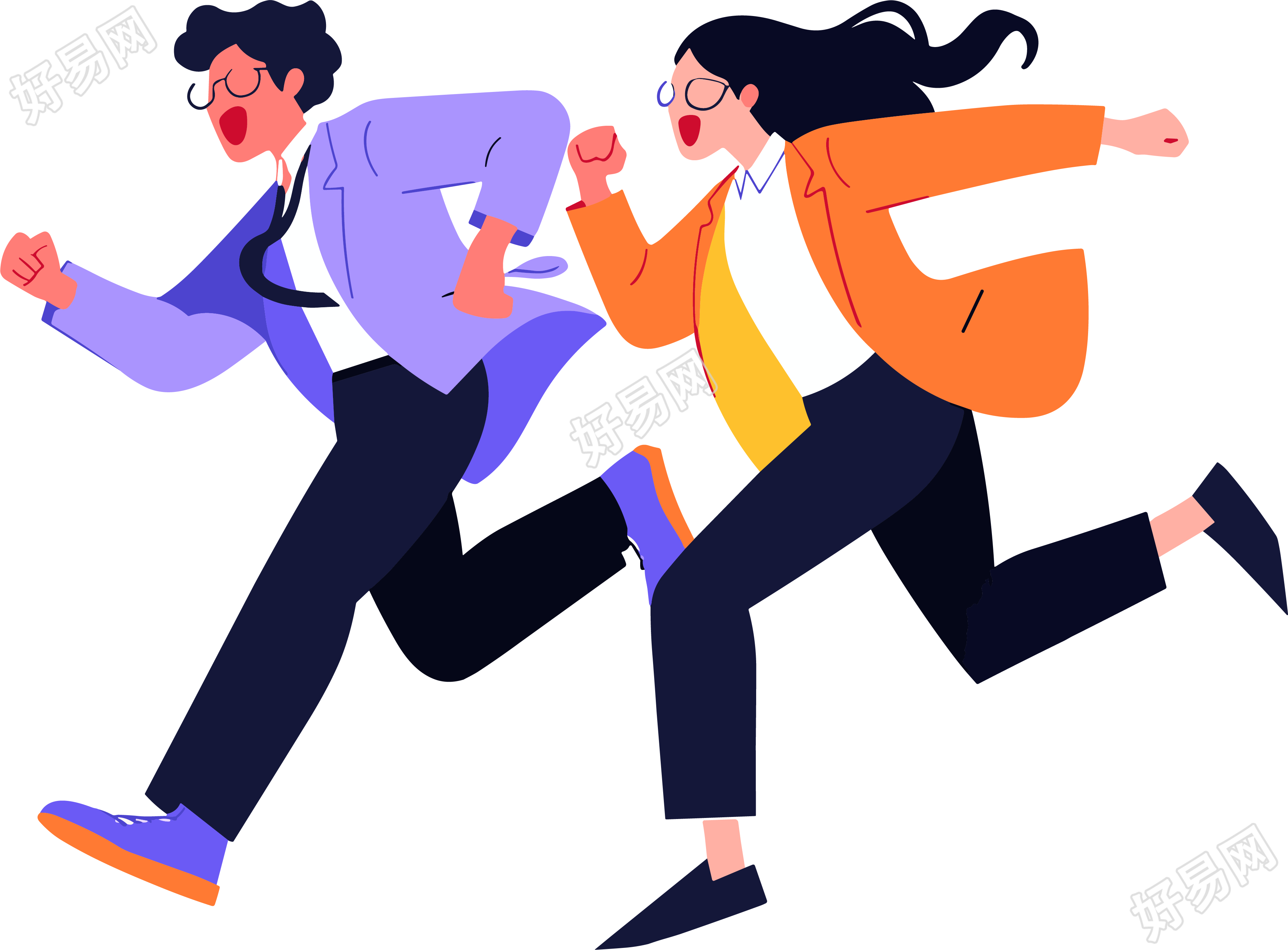商务人士奔跑商业插图