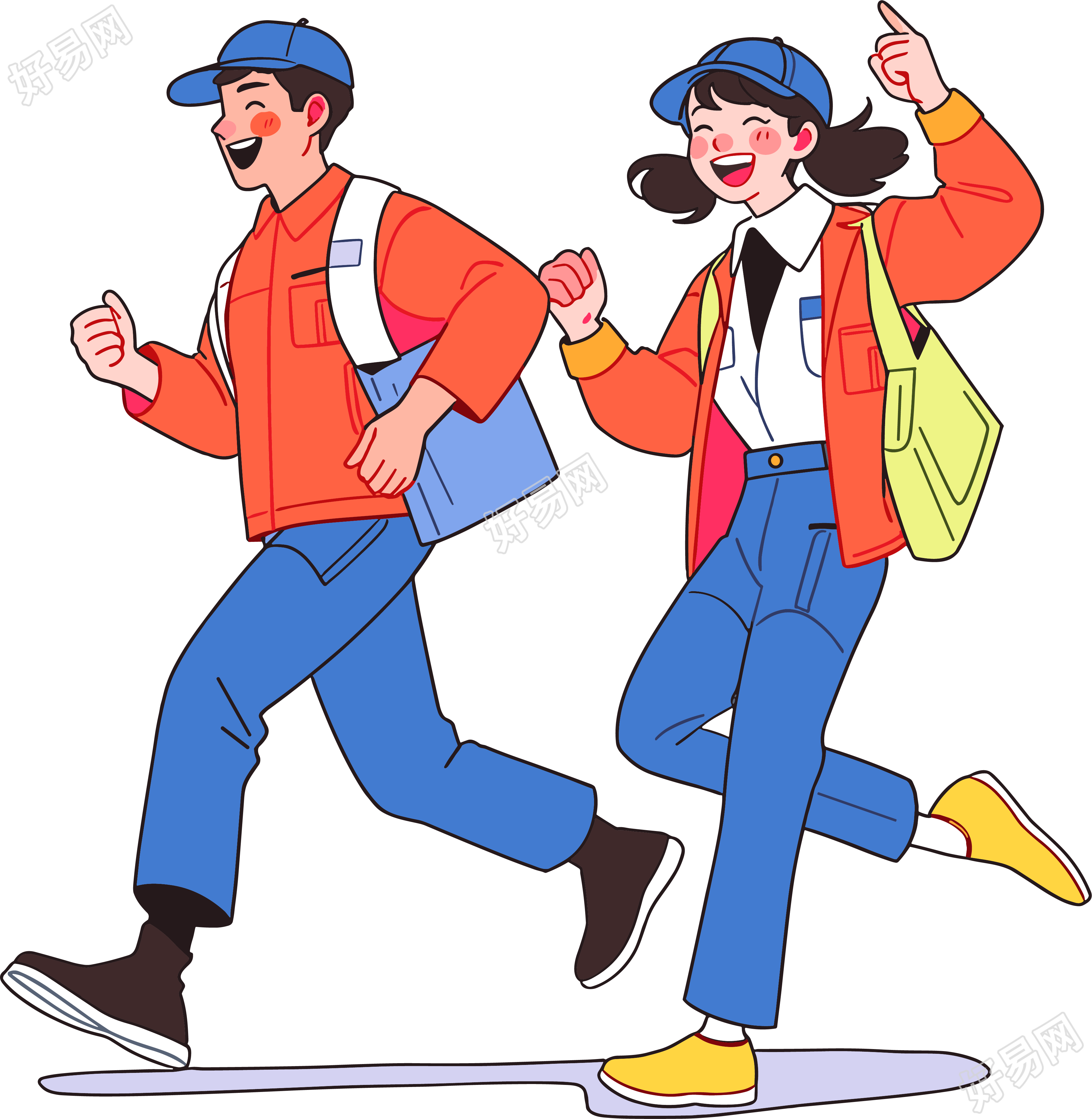 商务人士奔跑简约插画设计