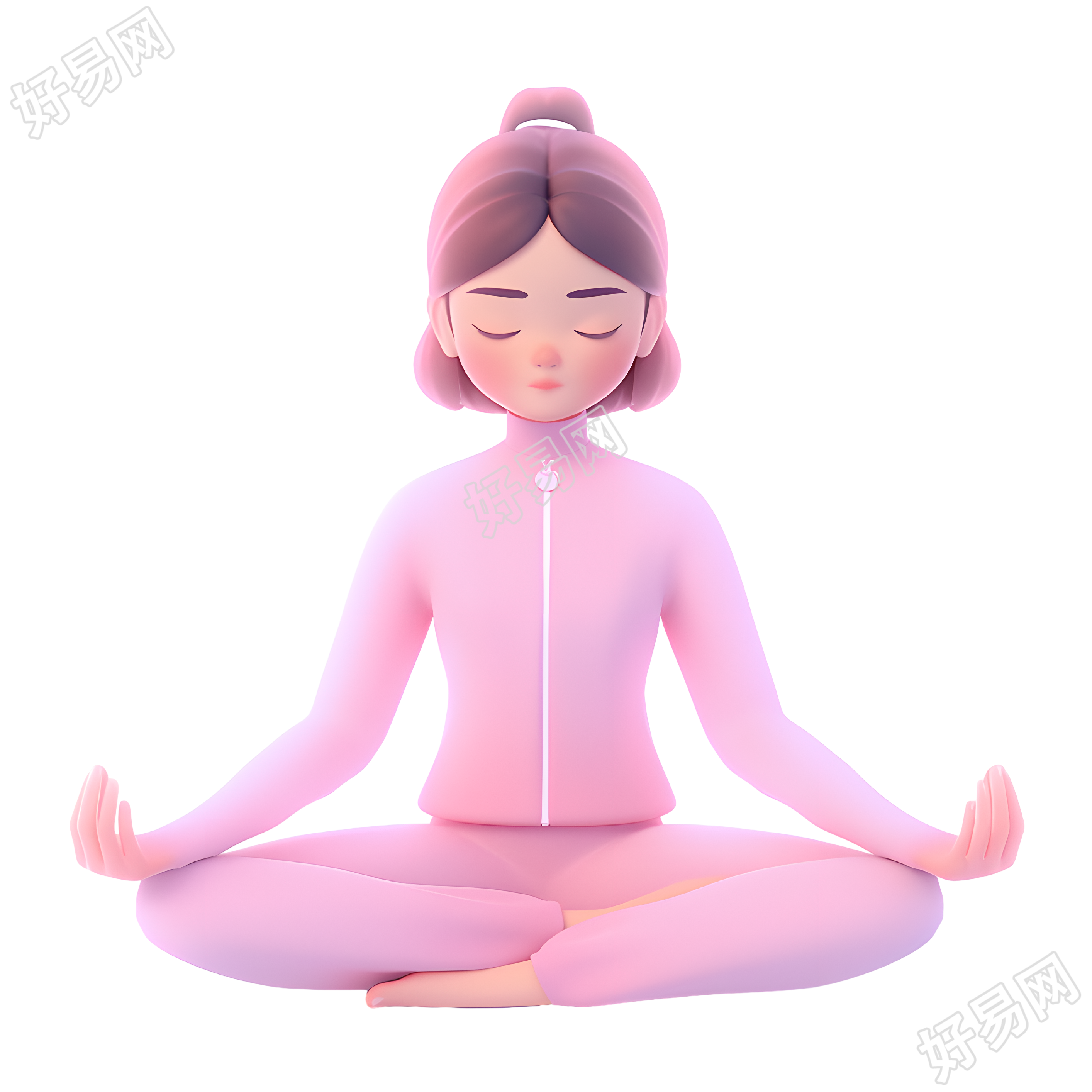 练瑜伽的女孩3D插图PNG素材