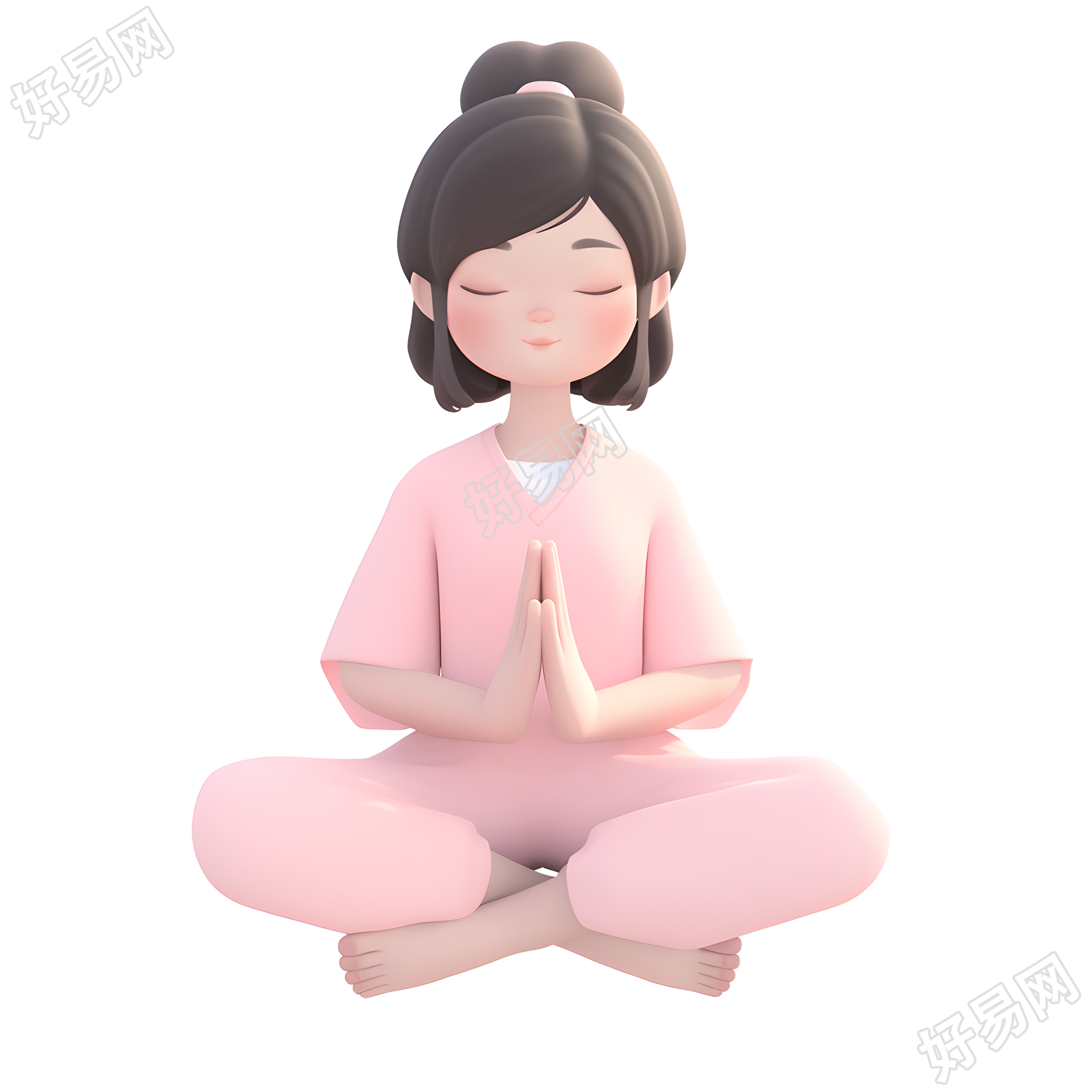 练瑜伽的女孩3D渲染商用素材