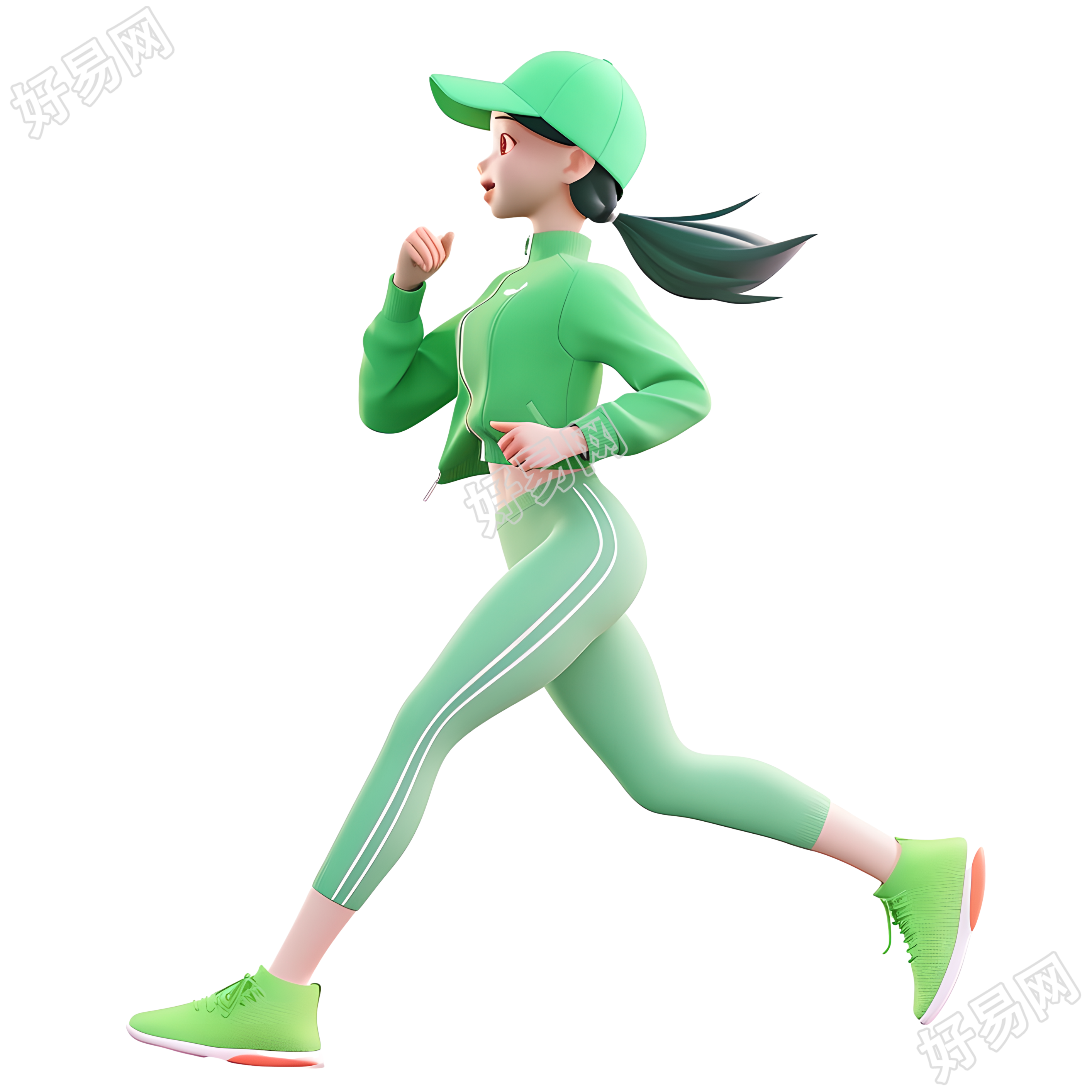 3D运动女孩卡通插画创意元素