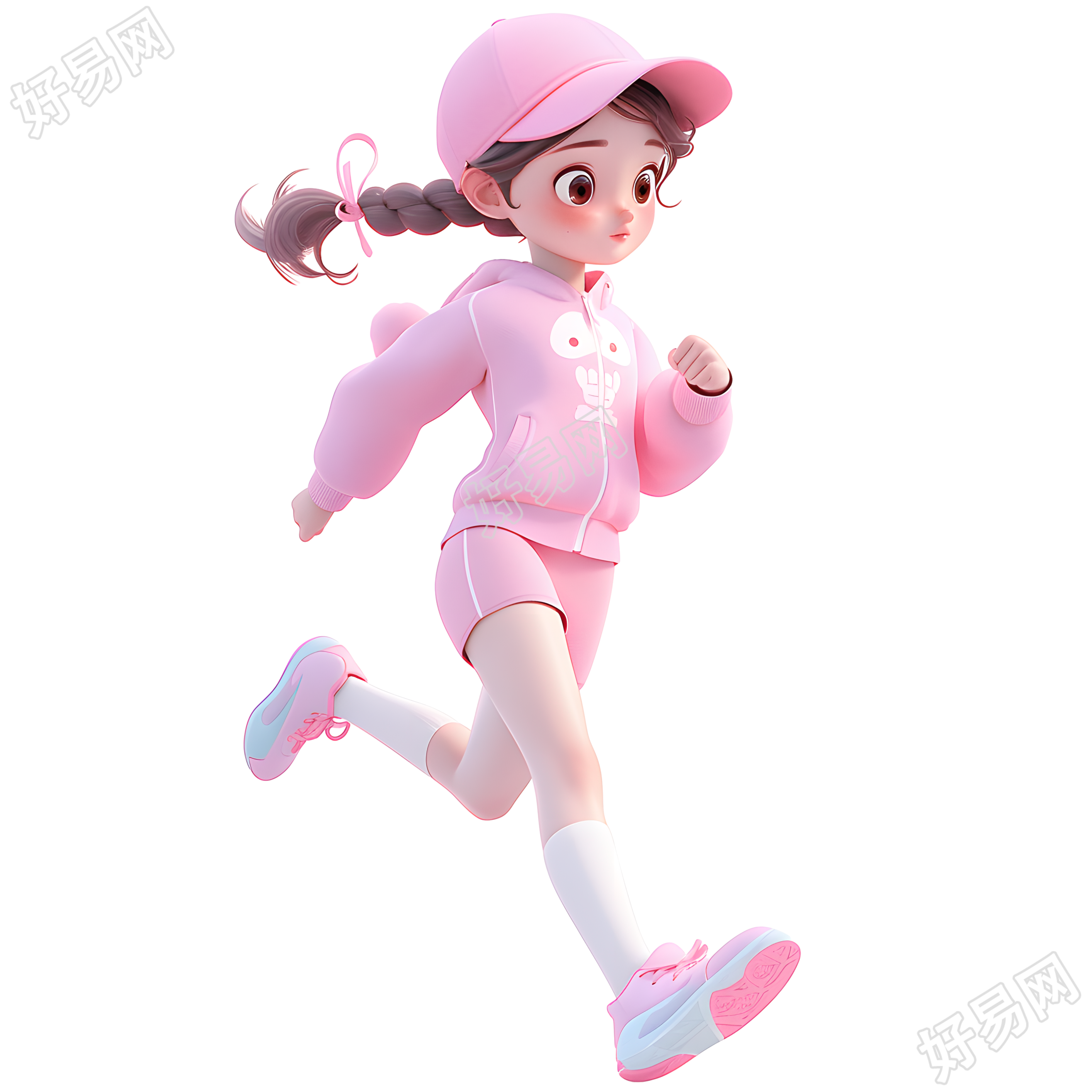 3D运动女孩简约插图