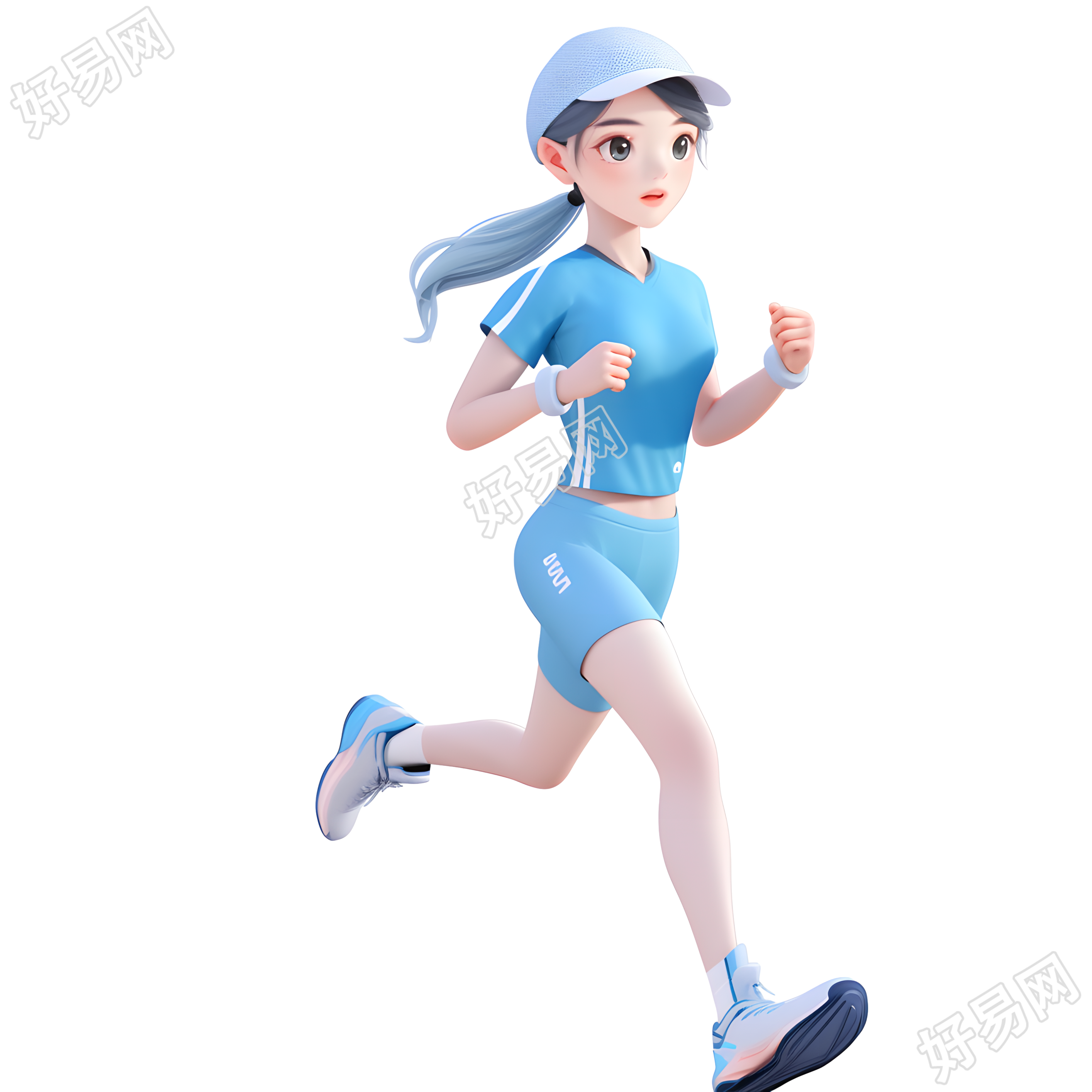 3D运动女孩卡通图形素材