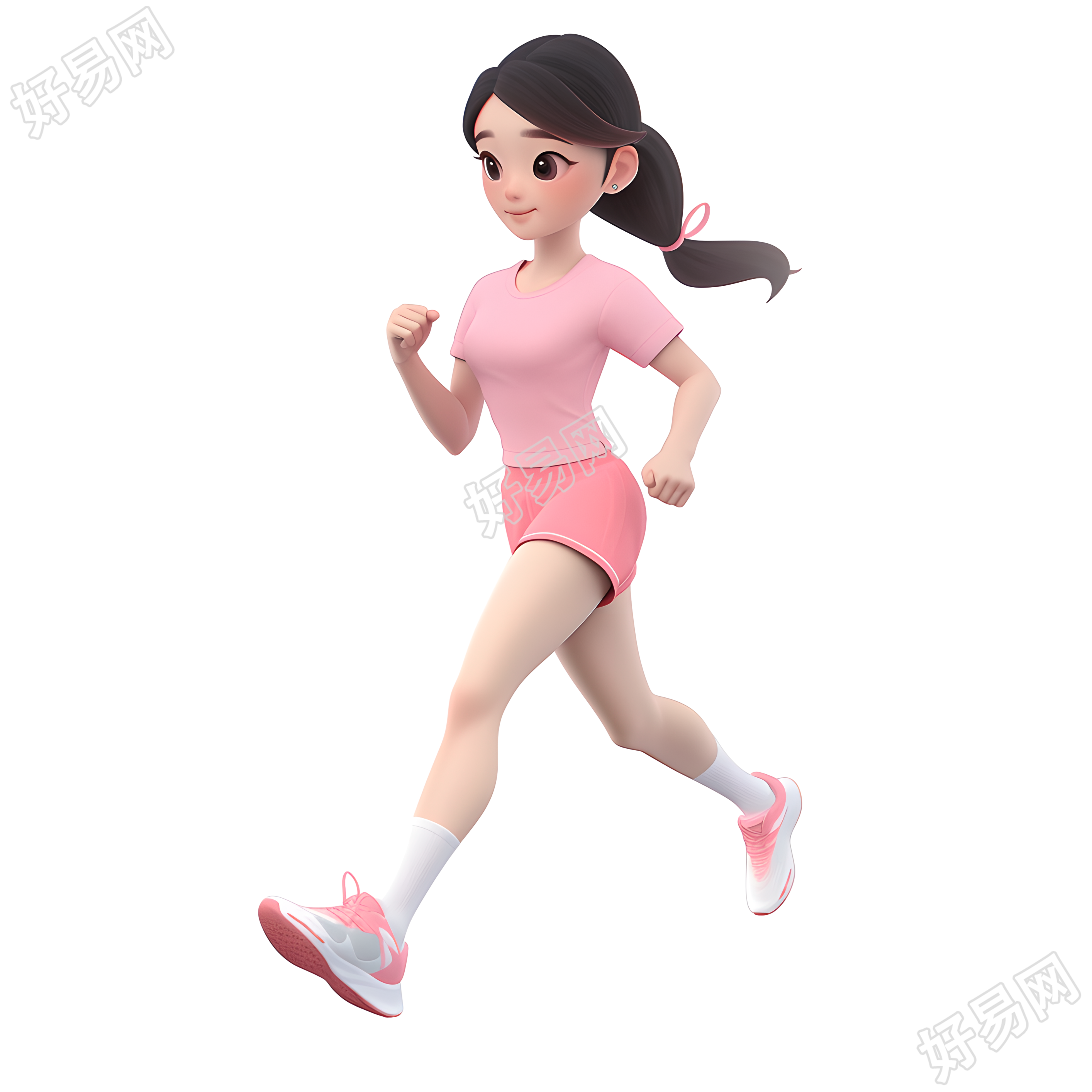 3D运动女孩跑步插画