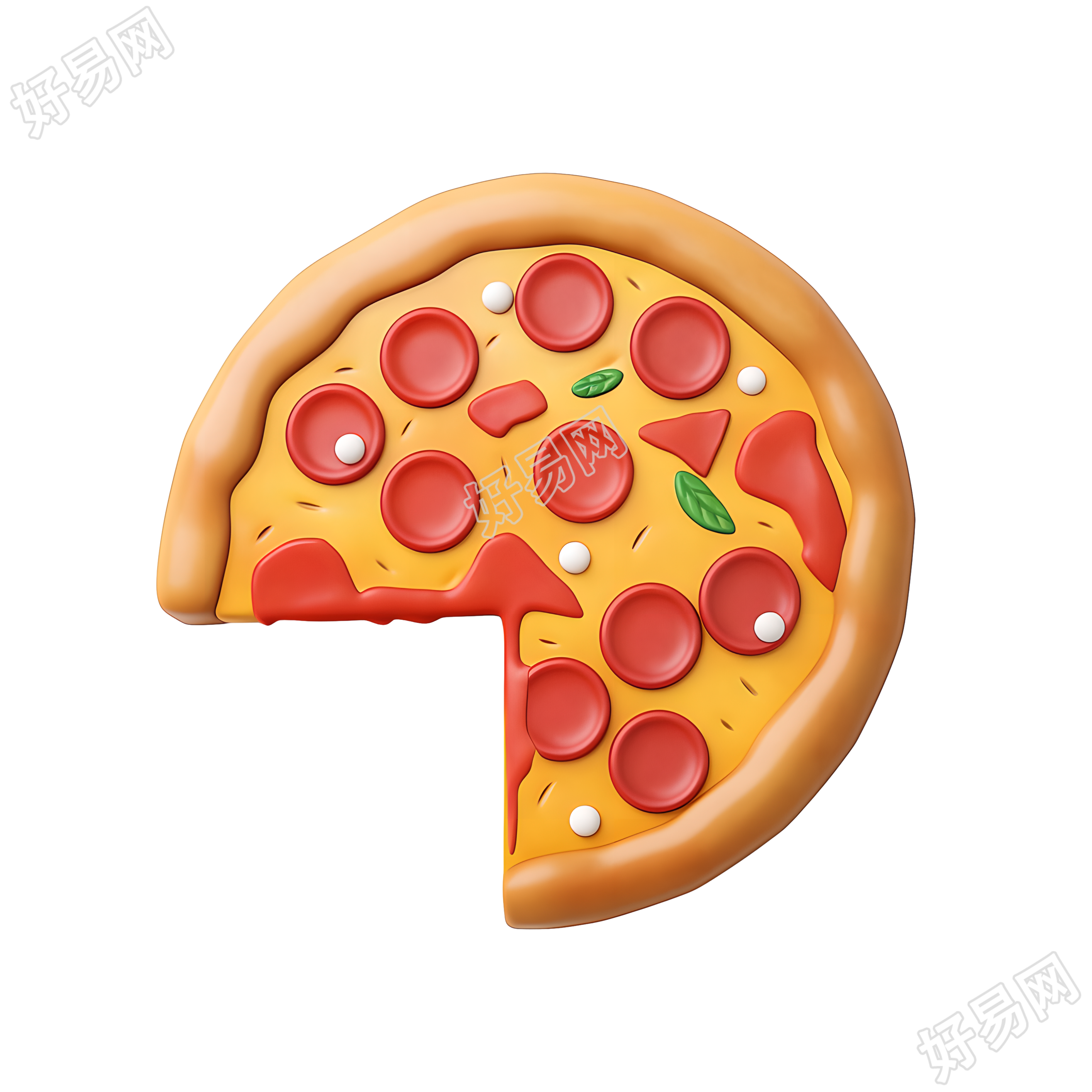 3D披萨可商用插画