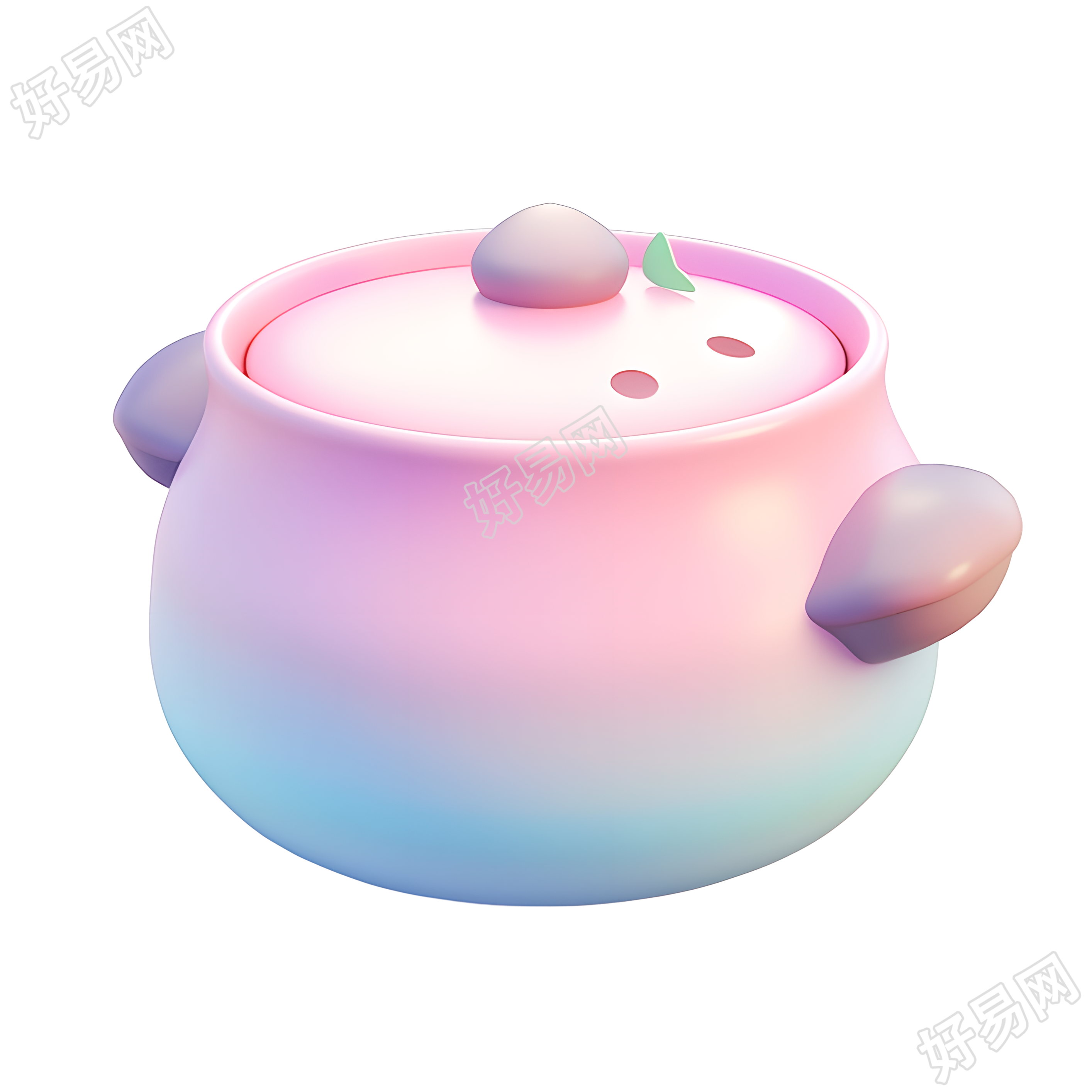 3D火锅粉蓝渐变图标素材