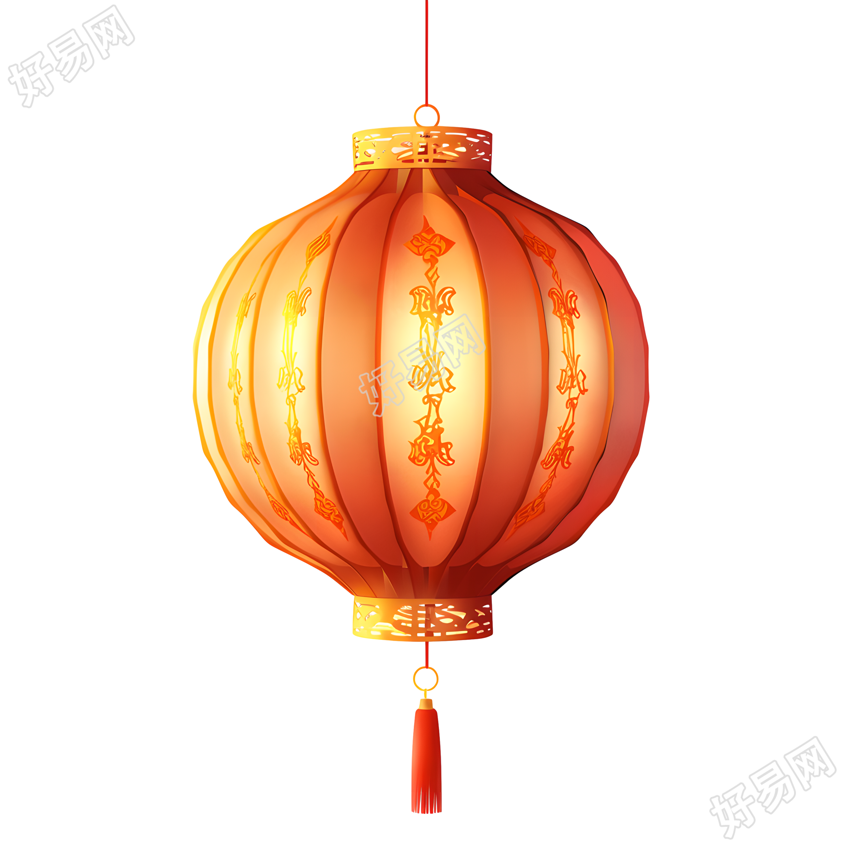 中式灯笼三维商用插图