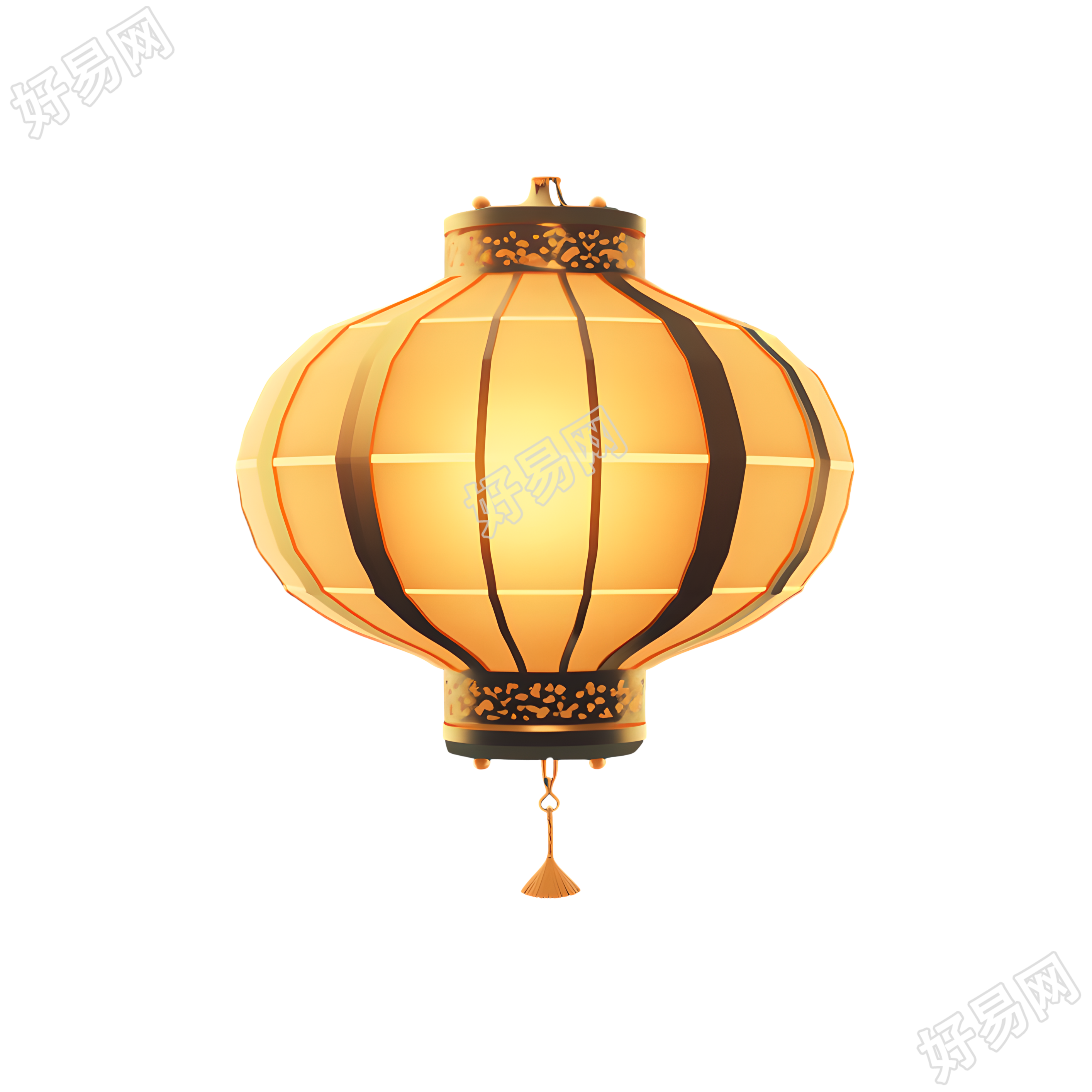 中式灯笼简约金色渐变插图