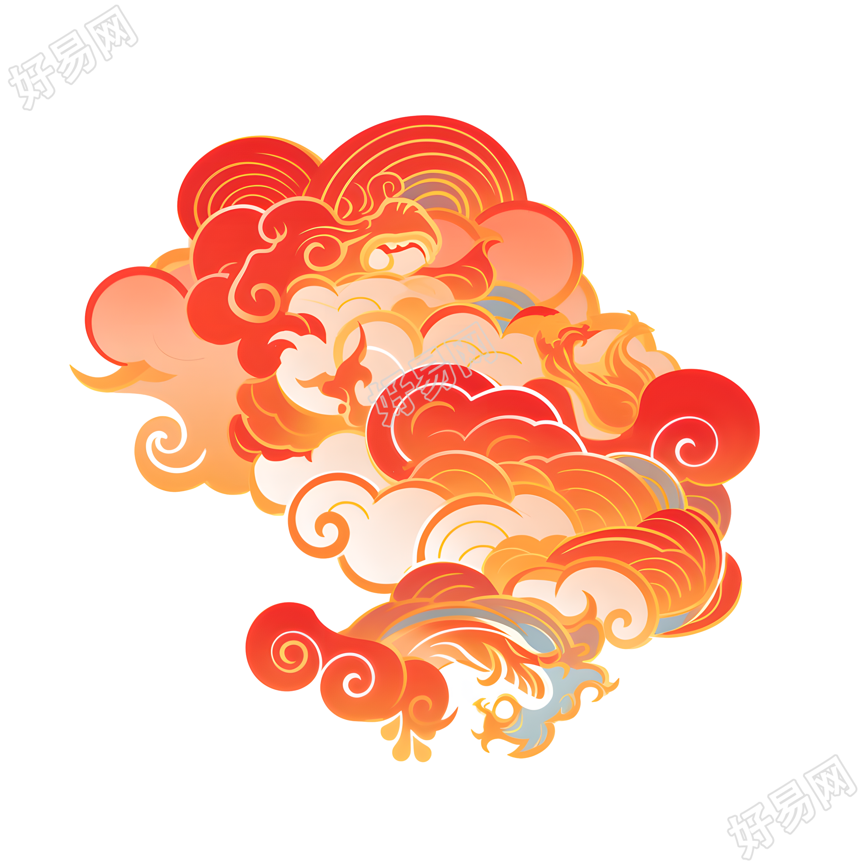 红色祥云插图