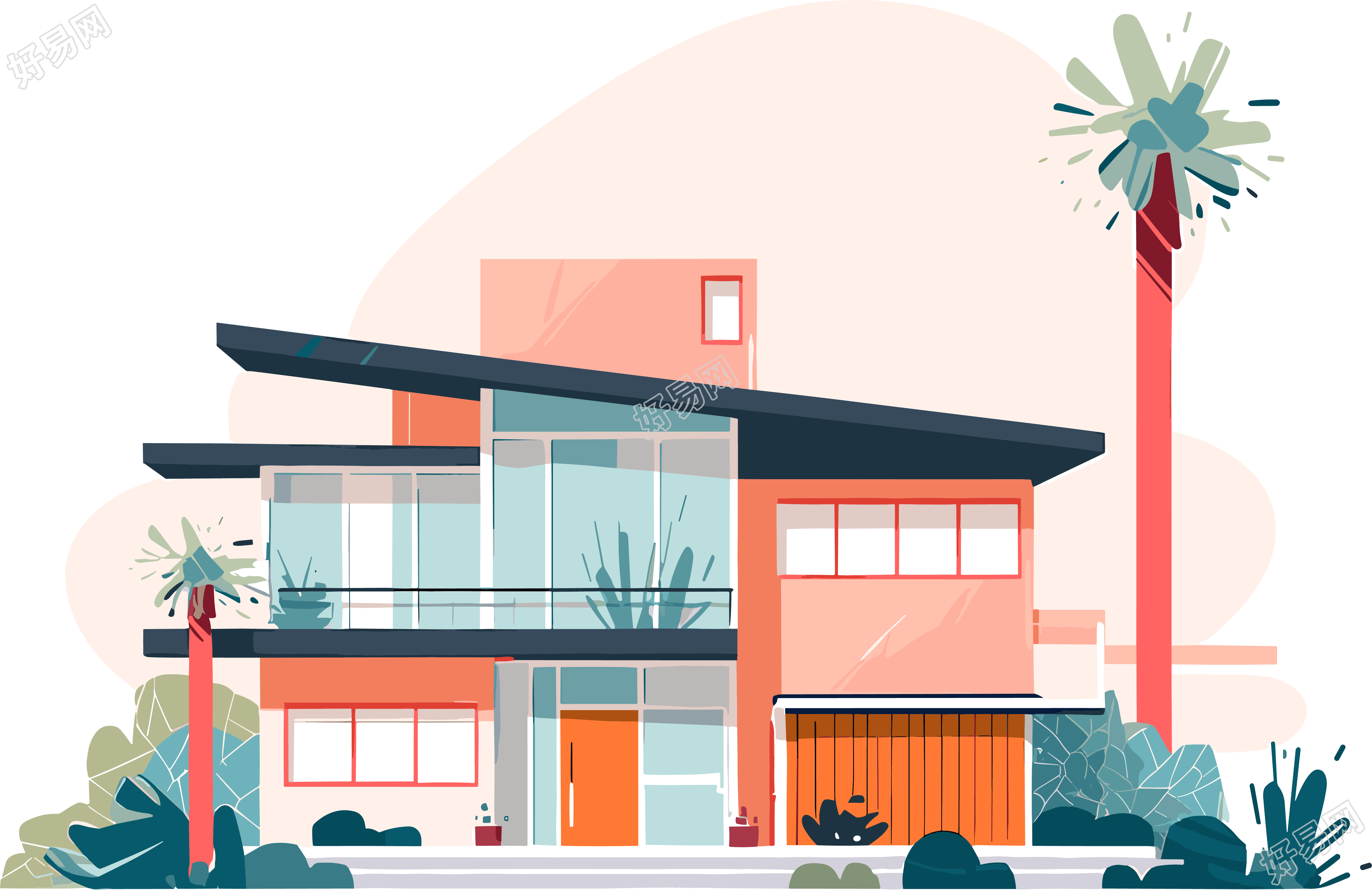 彩色房屋商用插画