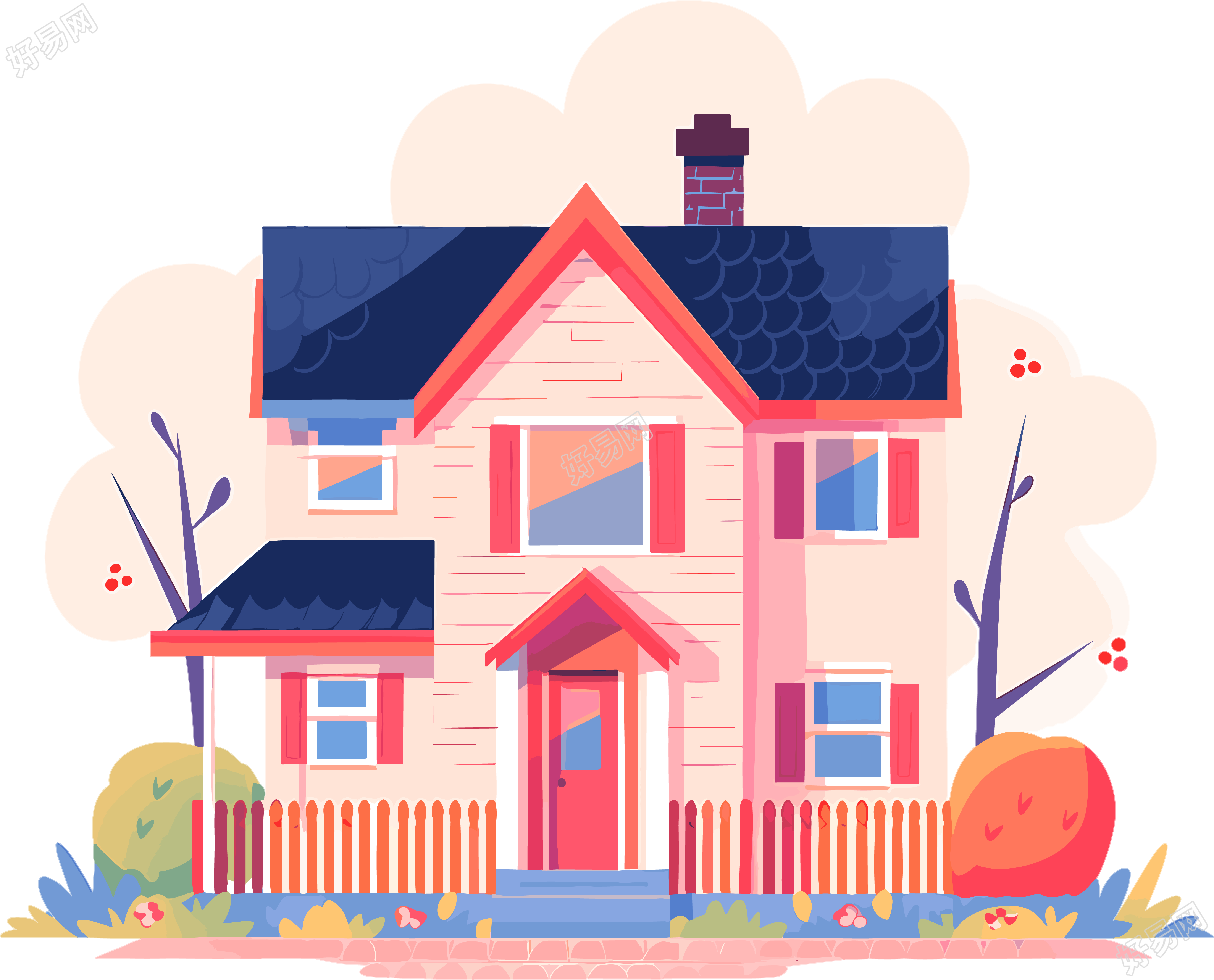 彩色房屋扁平设计元素