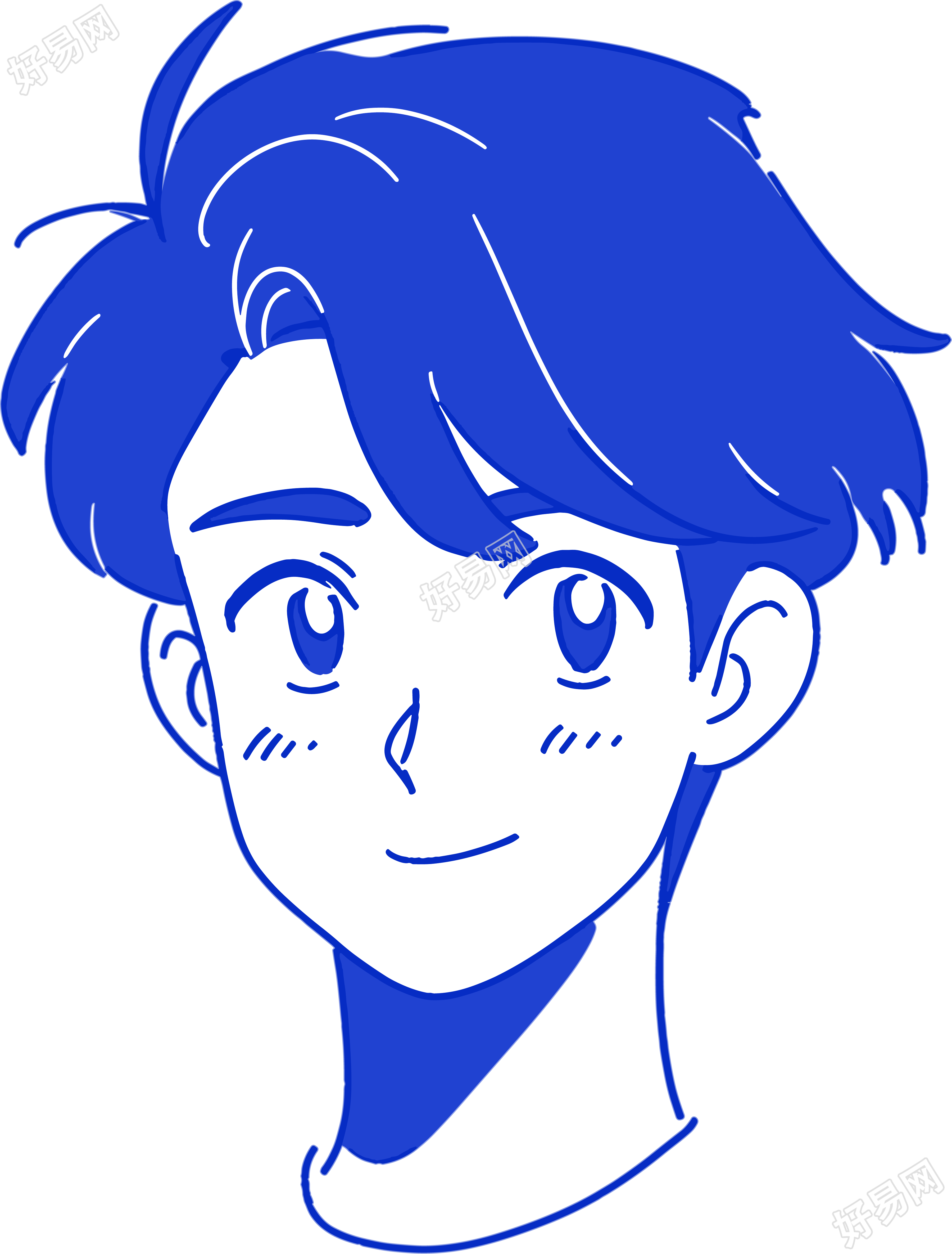 可爱卡通男孩线条设计插图