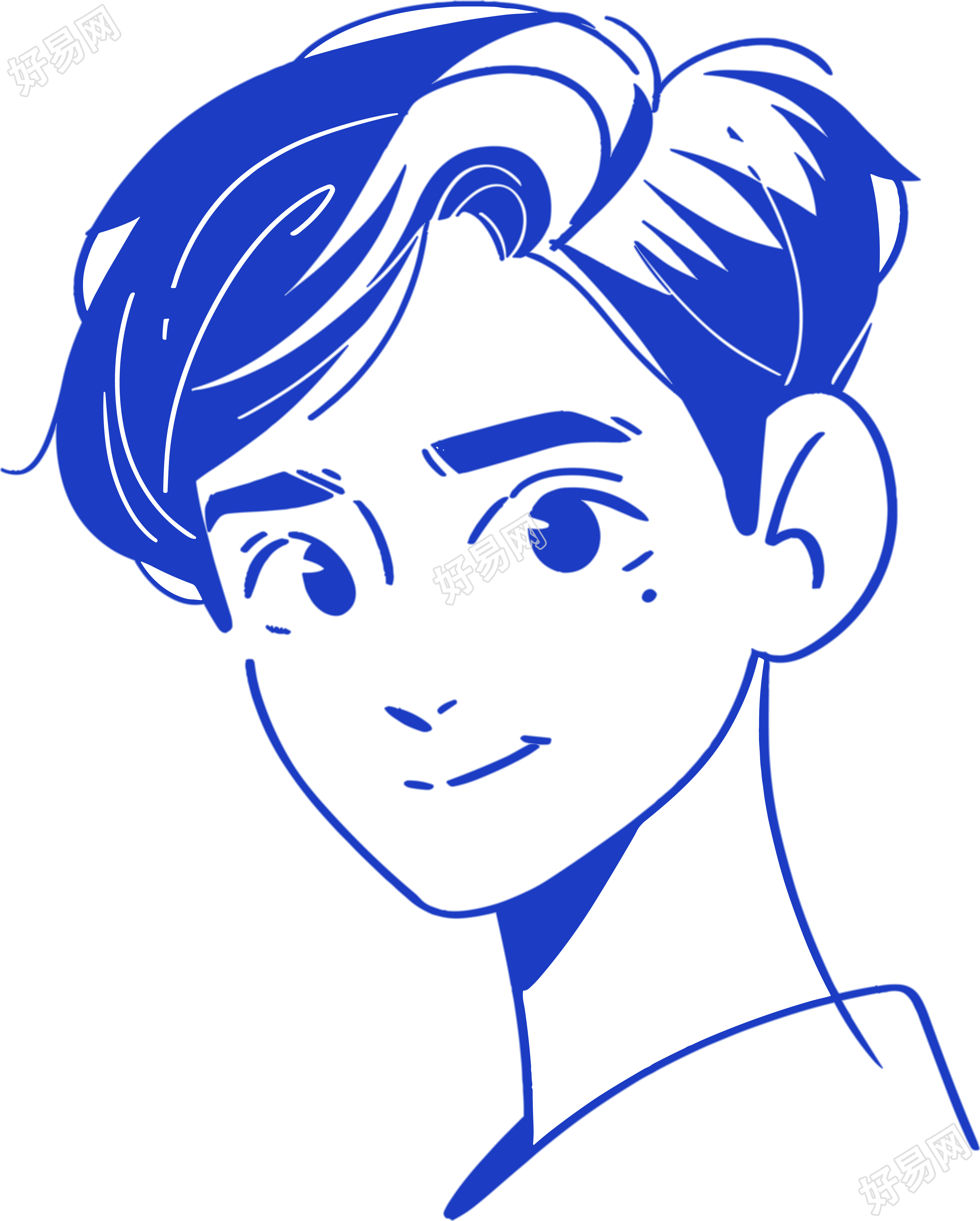 卡通男孩的线条插画