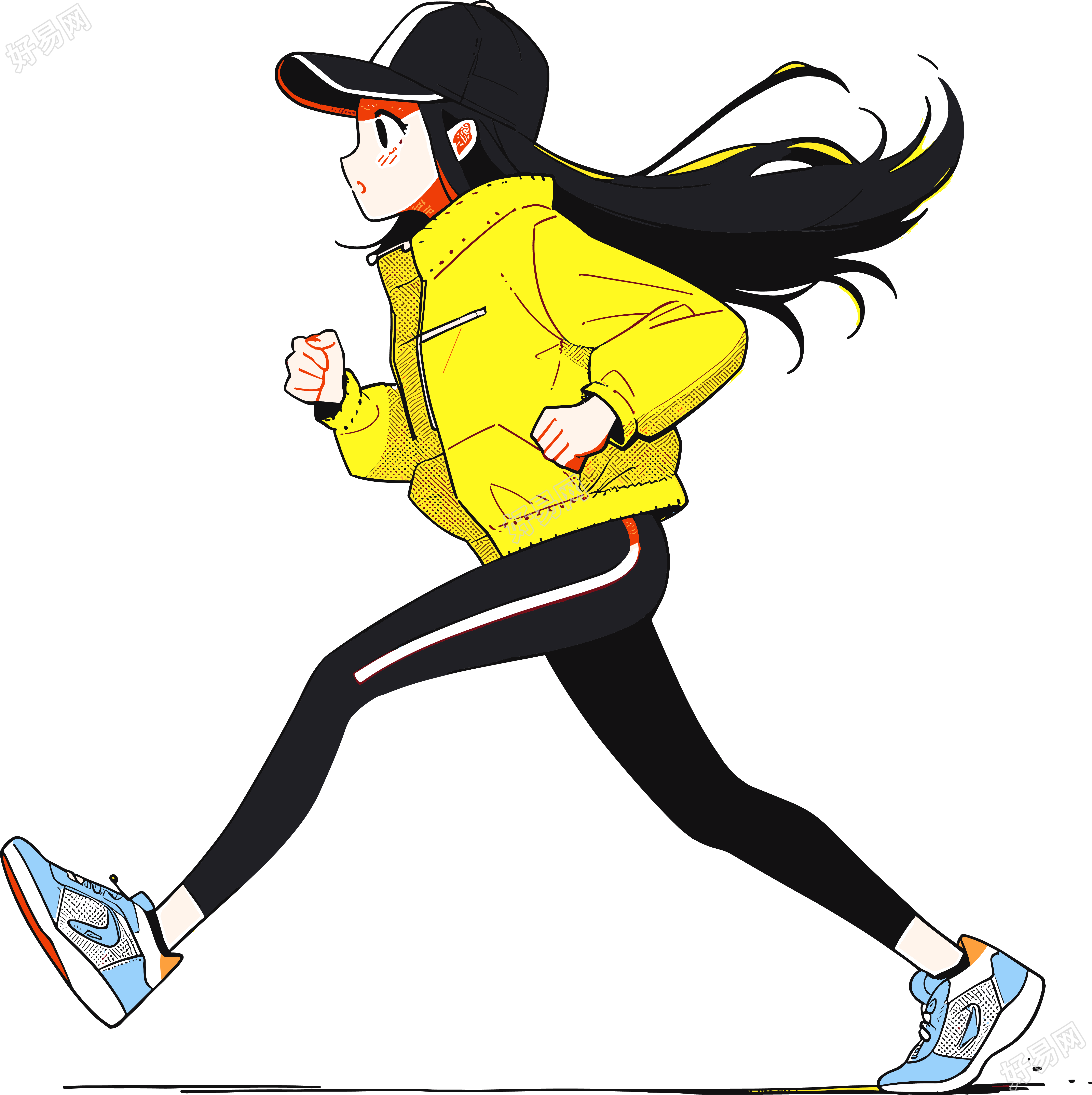 运动女孩PNG透明背景插图