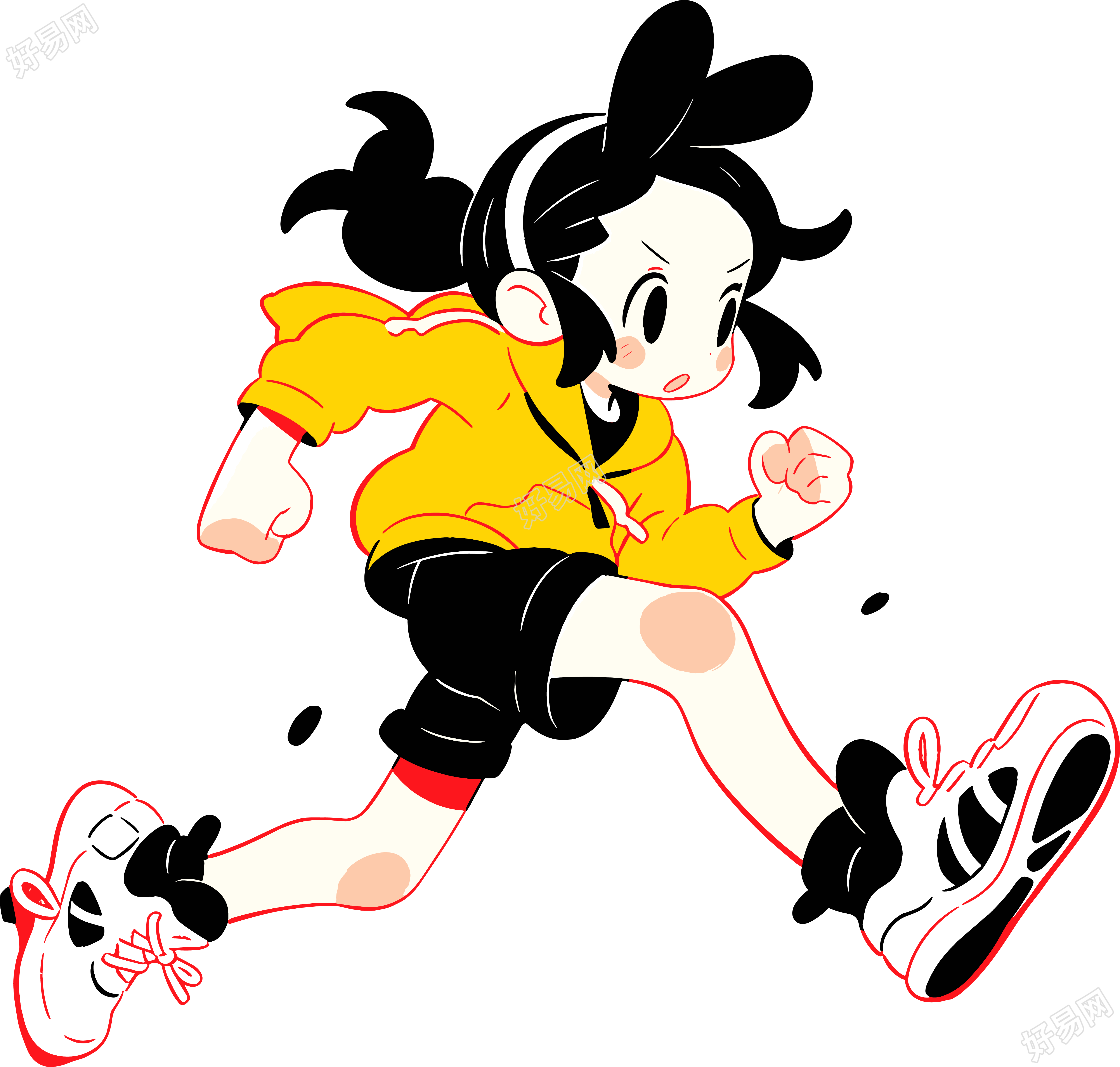 运动装女孩卡通PNG素材