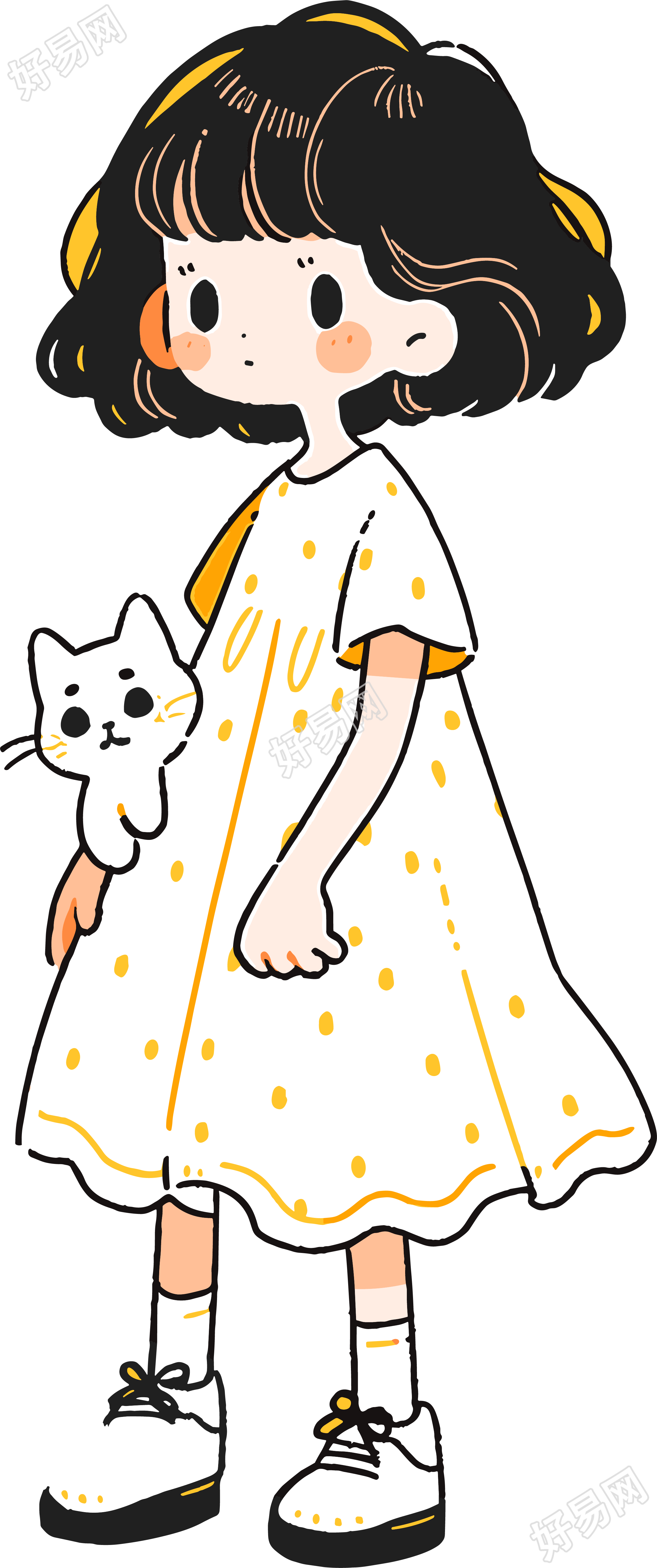 卡通小女孩Q版插画素材