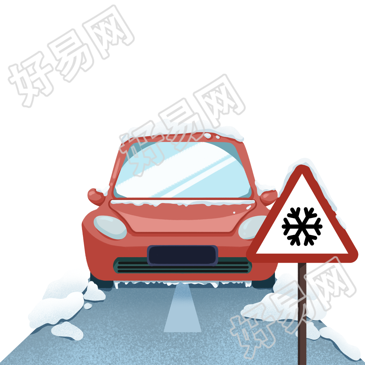 寒假交通安全被雪覆盖的汽车素材