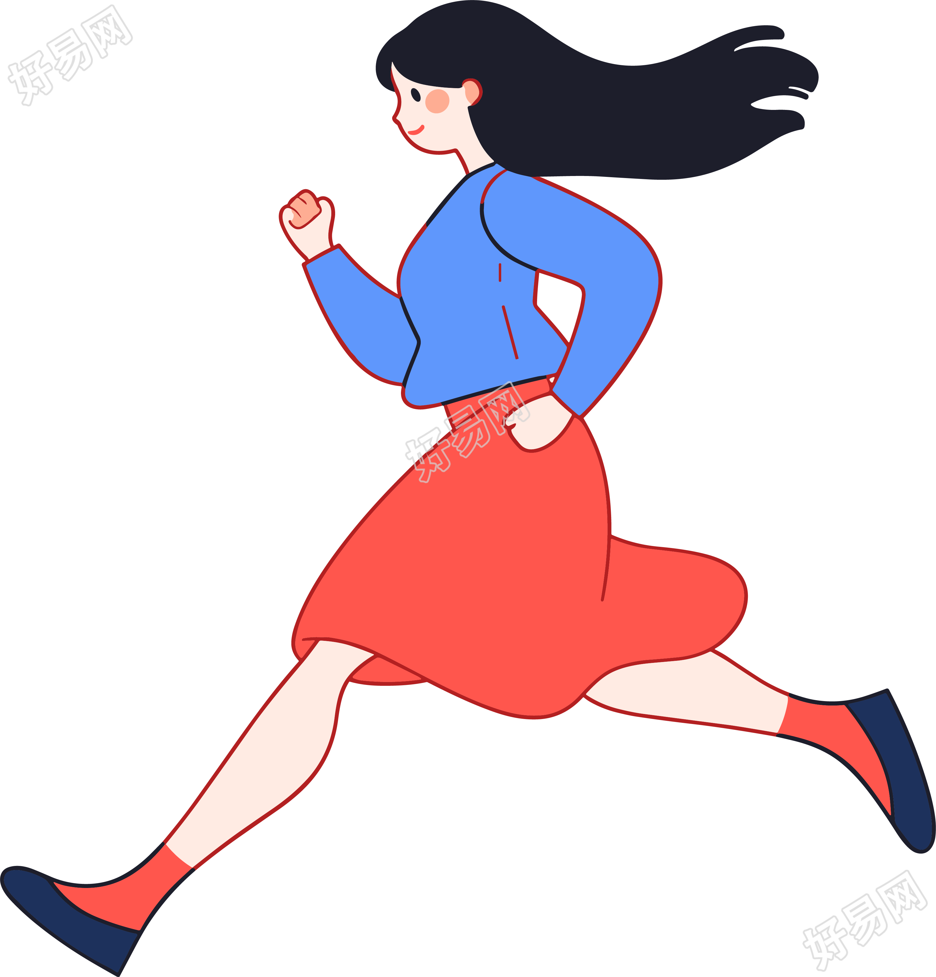 运动女孩插画PNG素材