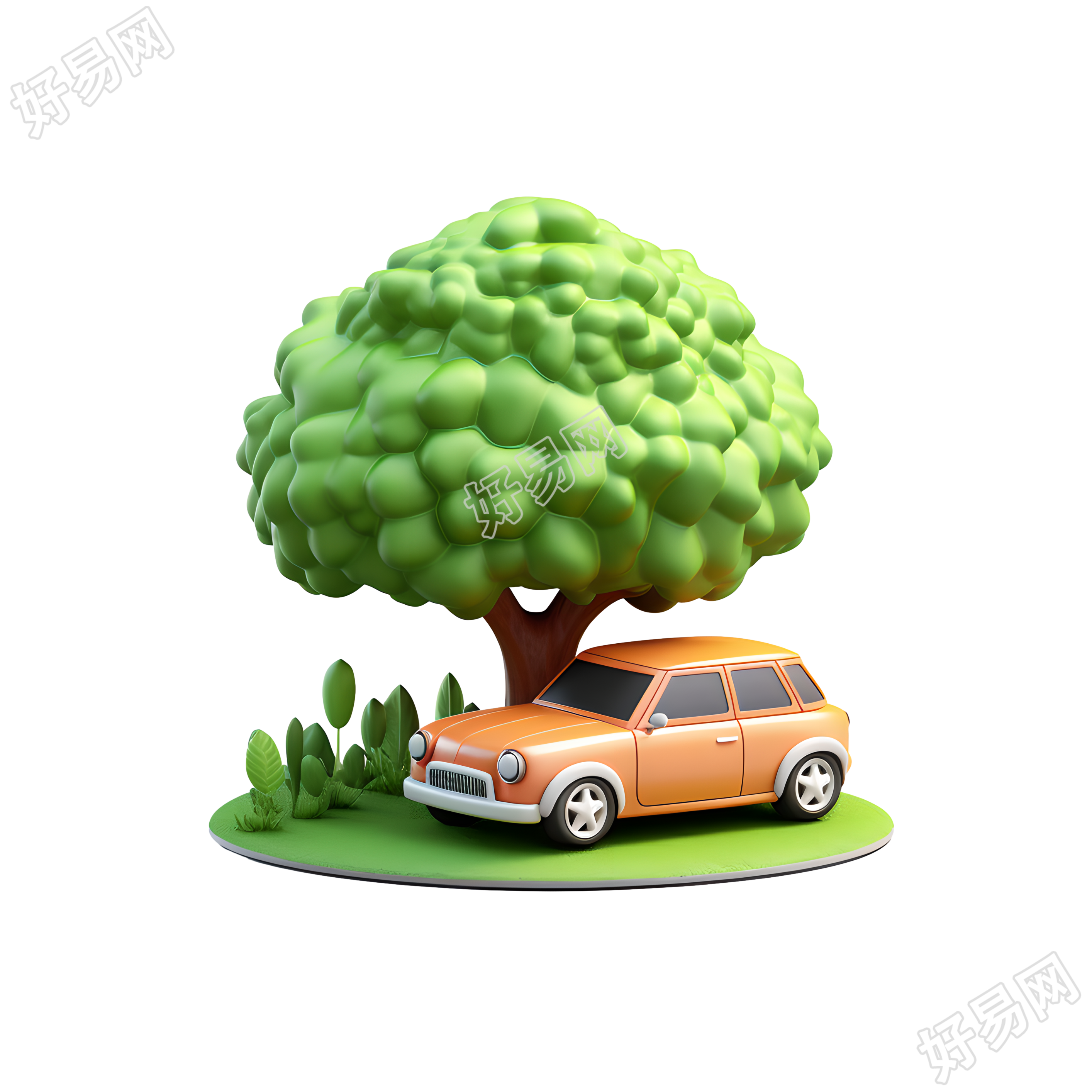 3D环保汽车大树插图