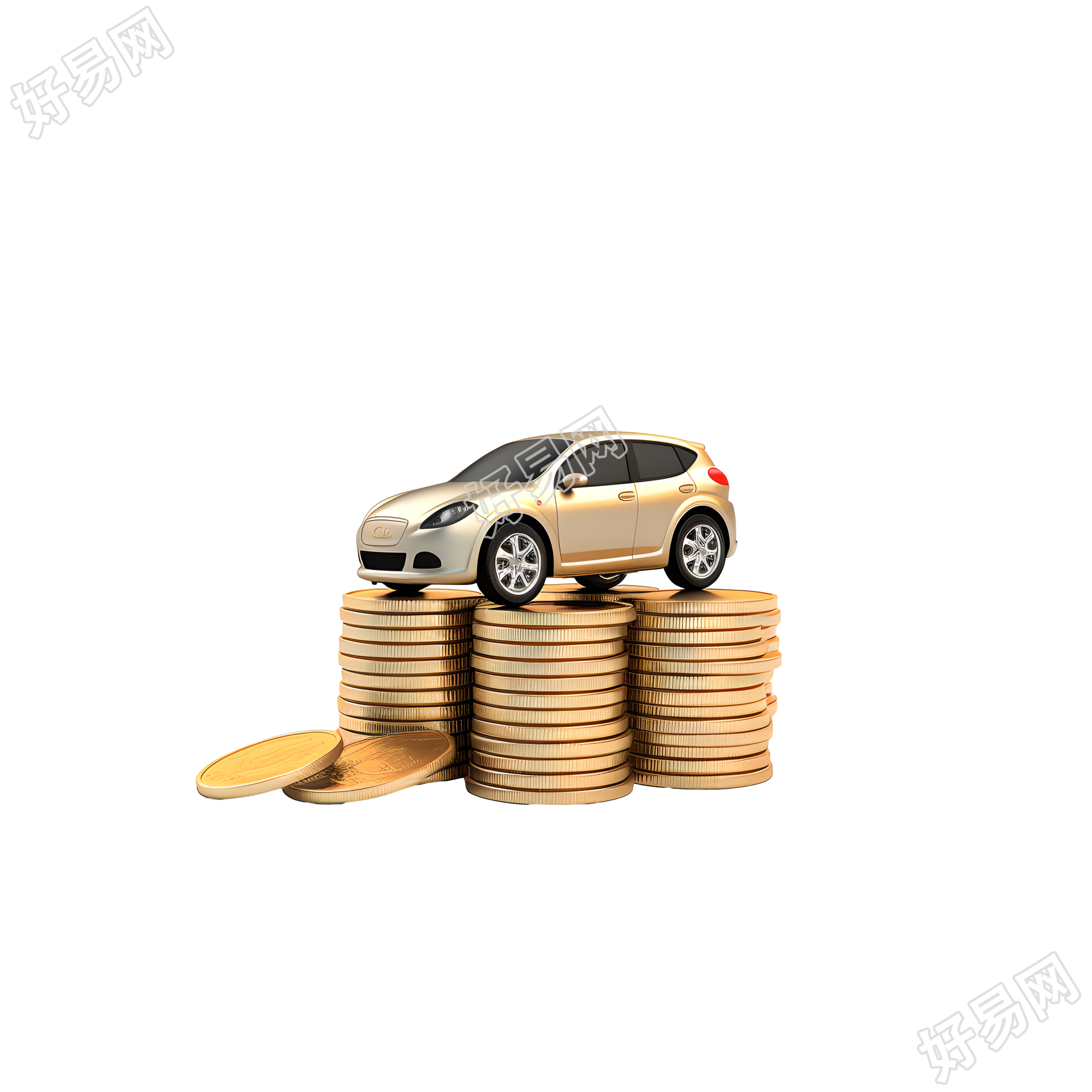 3D金币汽车高清PNG图形素材