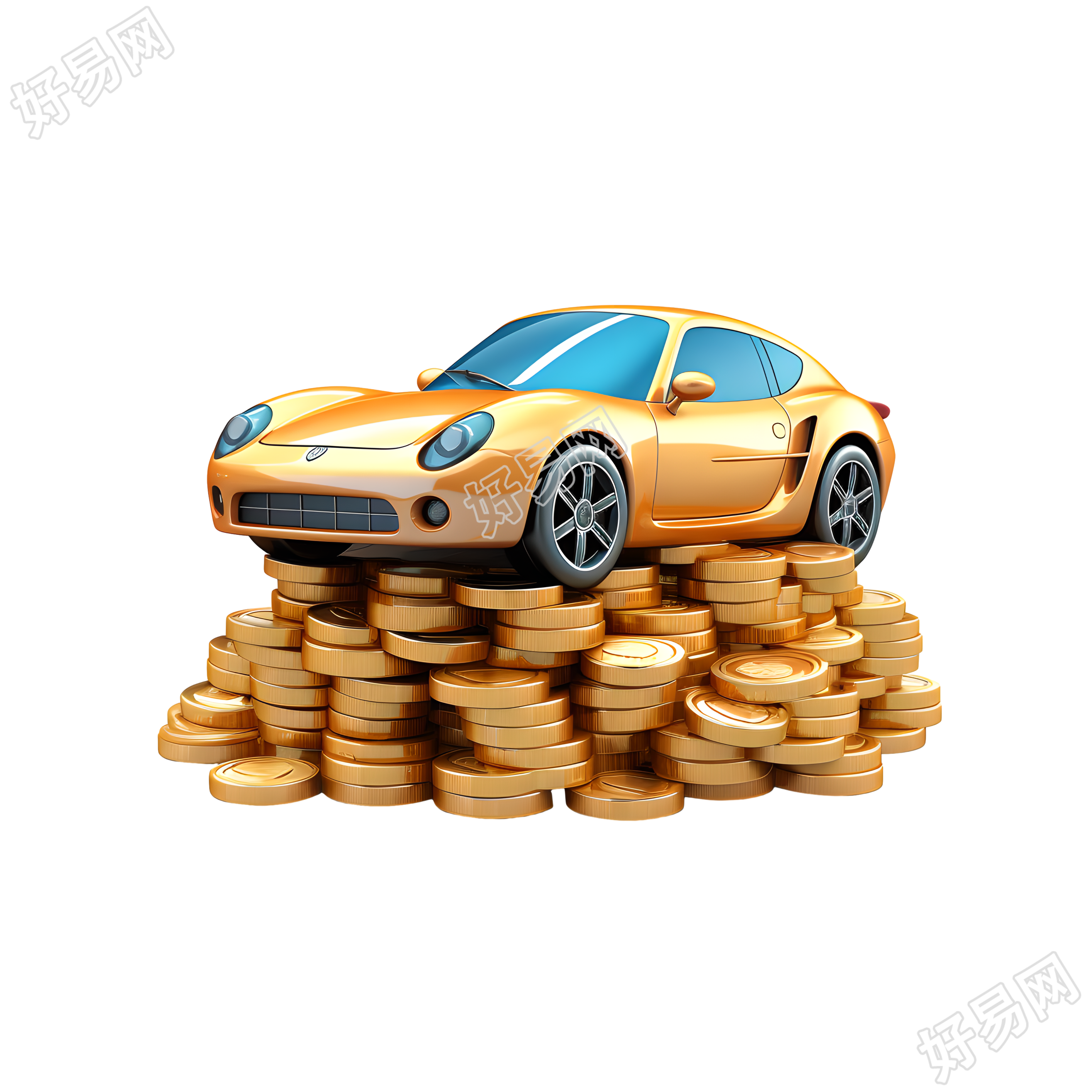 3D金币汽车商业设计素材