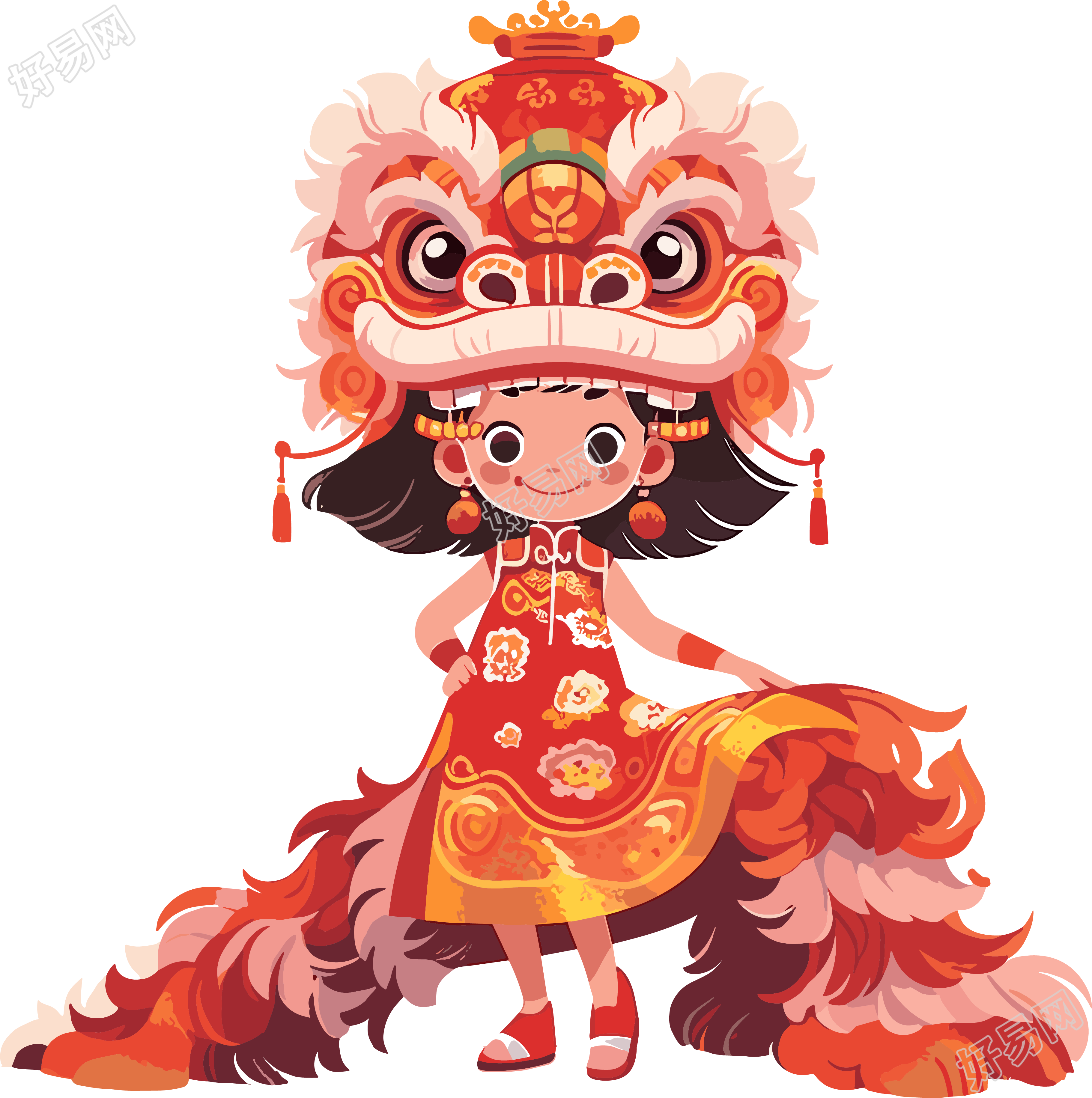 舞狮创意设计插画
