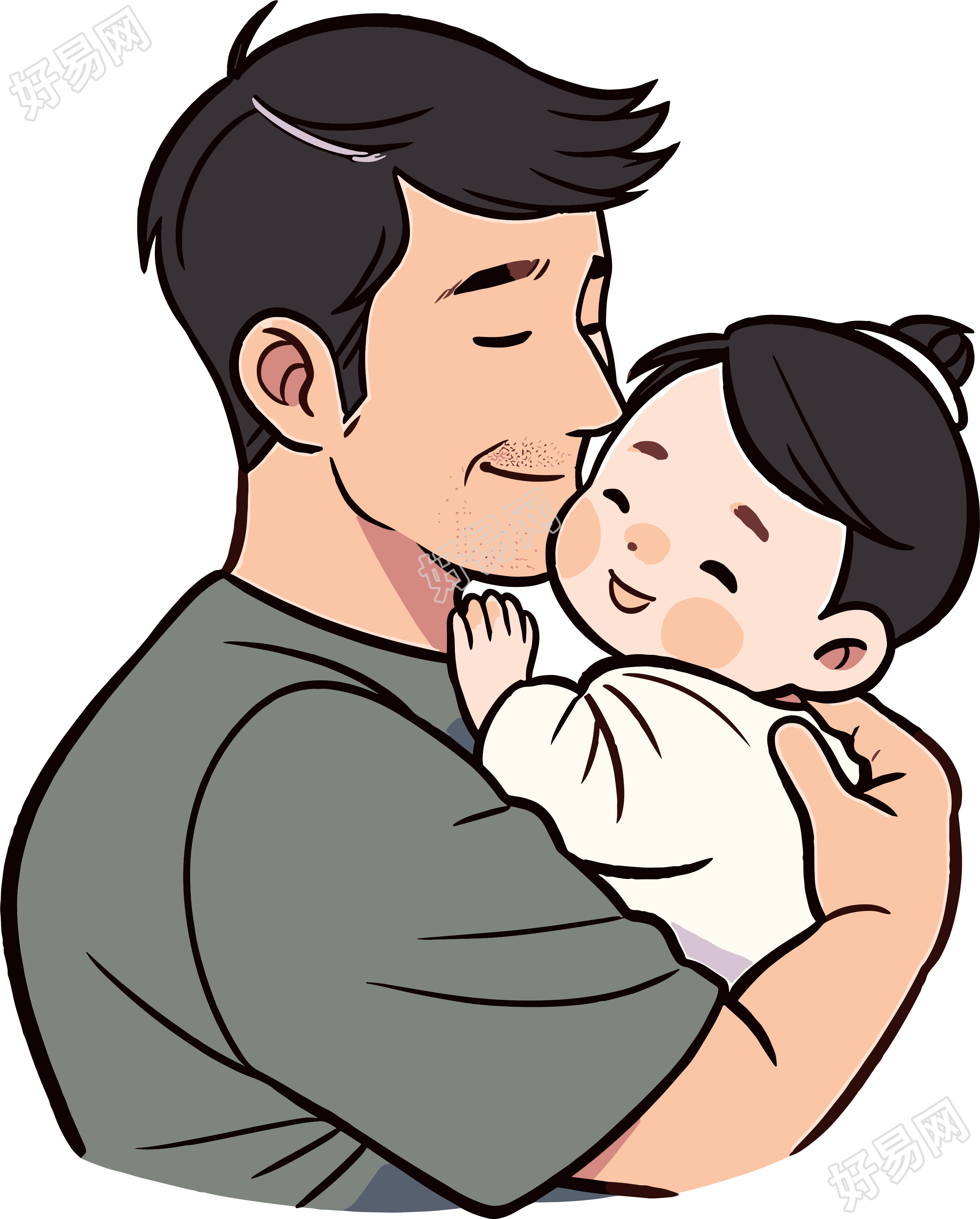 父亲节温柔父爱插画
