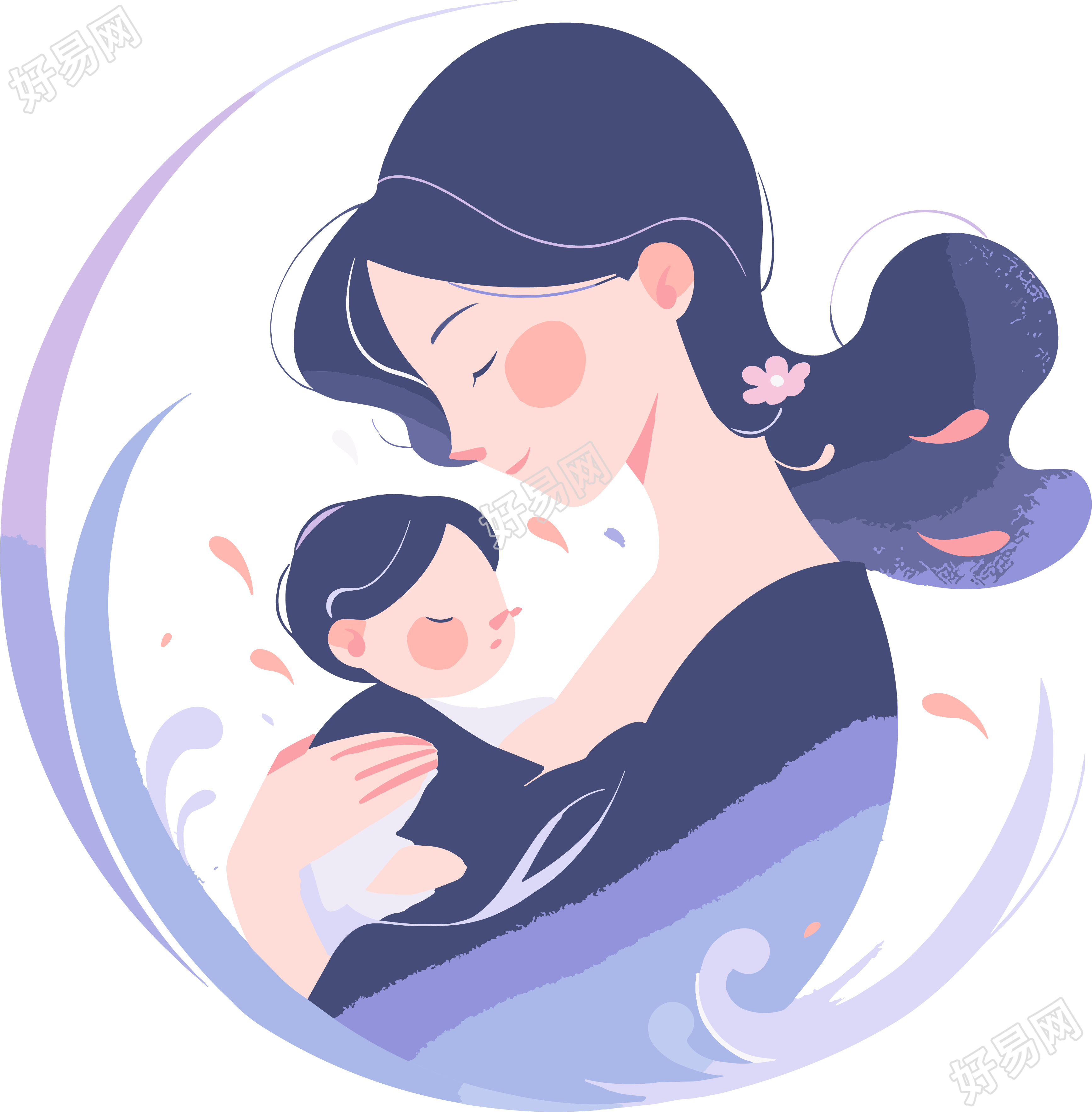母亲节中国风母亲抱着婴儿素材