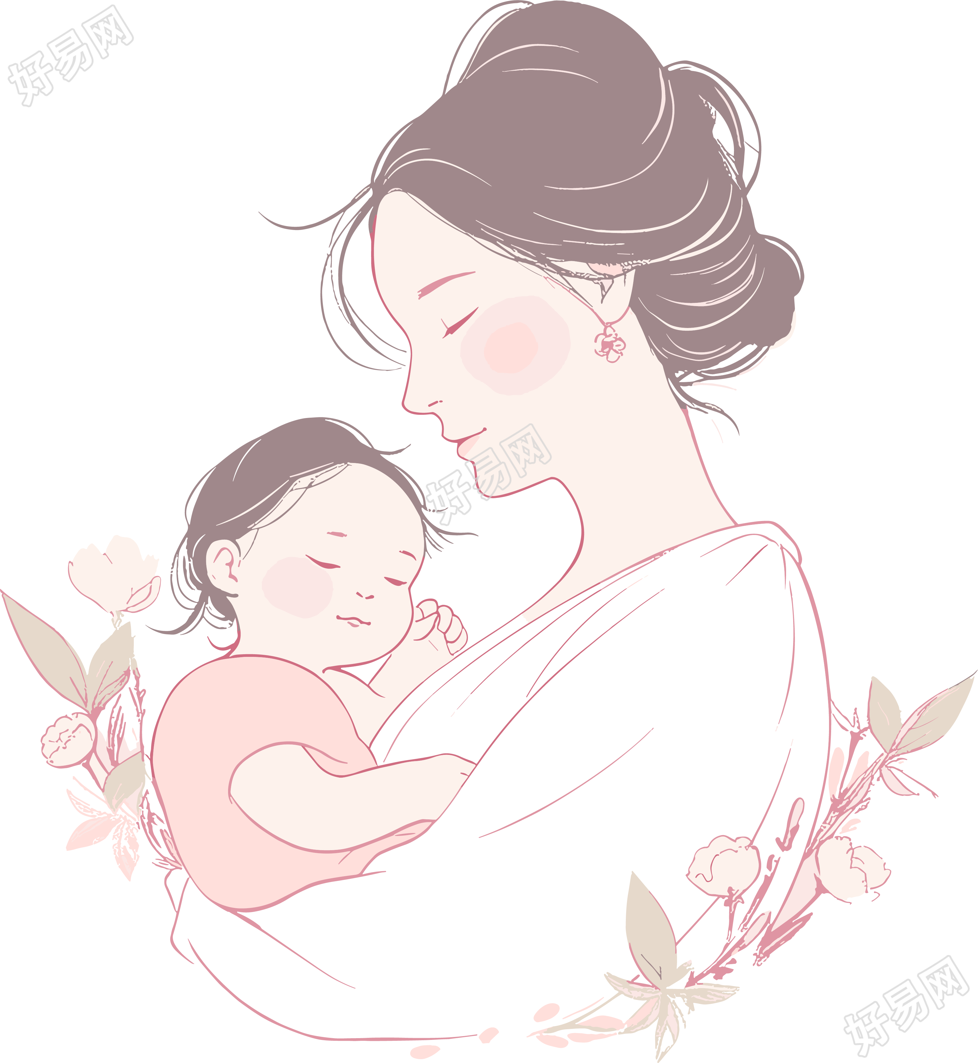母亲节母亲和婴儿插图