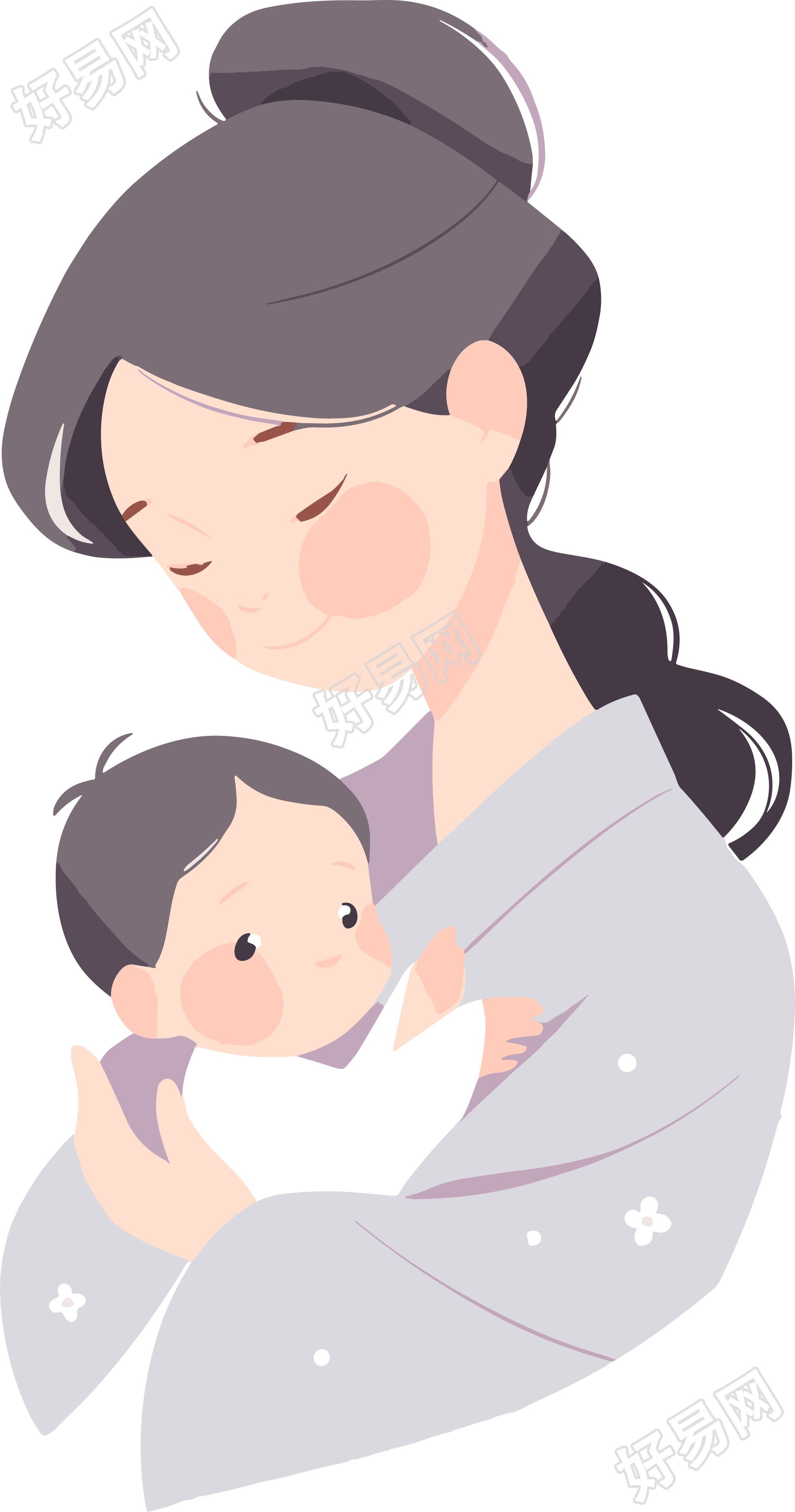 母亲节母亲和婴儿透明背景插画