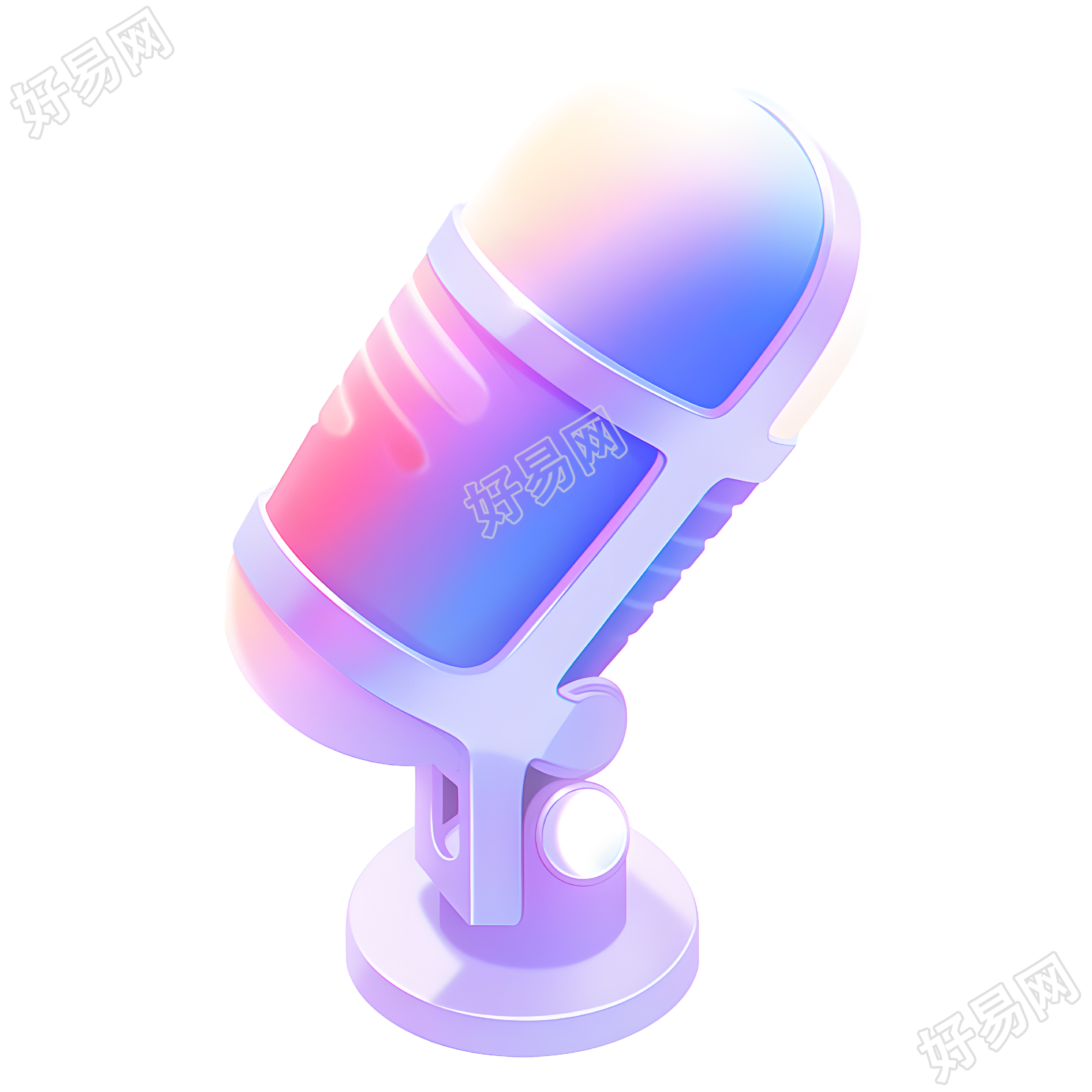 3D话筒蓝紫色渐变透明背景素材