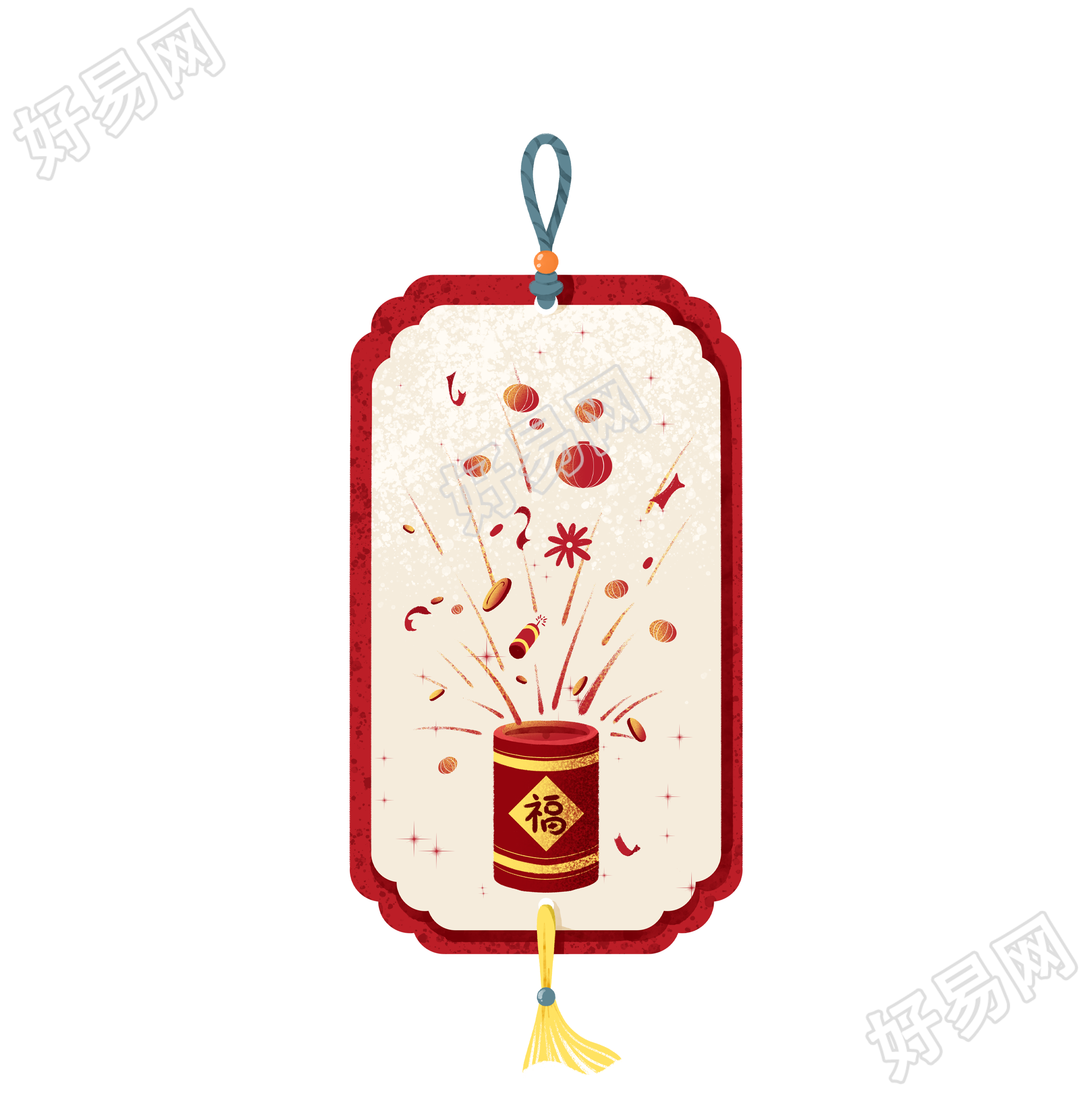 新年快乐爆竹幸运签素材